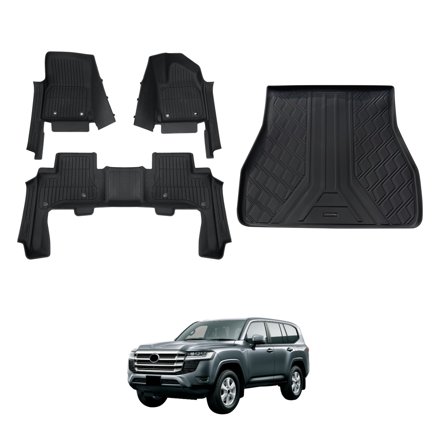 Premium 7D Injection Floor Mats for Toyota LandCruiser 300 LC300 (2021-Present) - Custom Fit All-Weather Car Mats for Off-Road & Daily Driving Protection