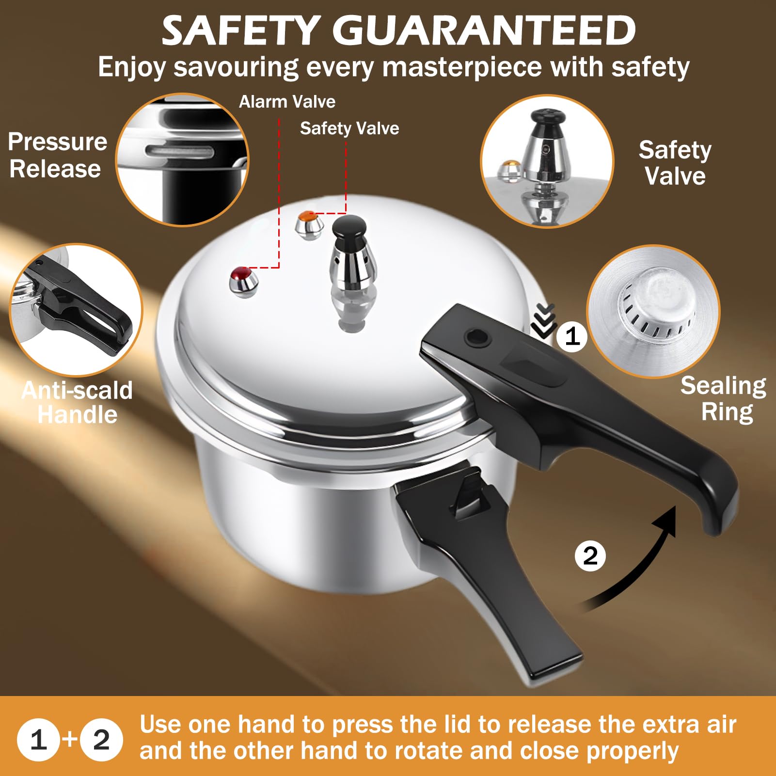 3.17 Quart Aluminum Alloy Pressure Cooker - 3L Mini Pressure Cooking Pot (7 Inch/18cm) for Gas & Induction Stoves | Perfect for Camping, Dorm Cooking & Small Kitchens