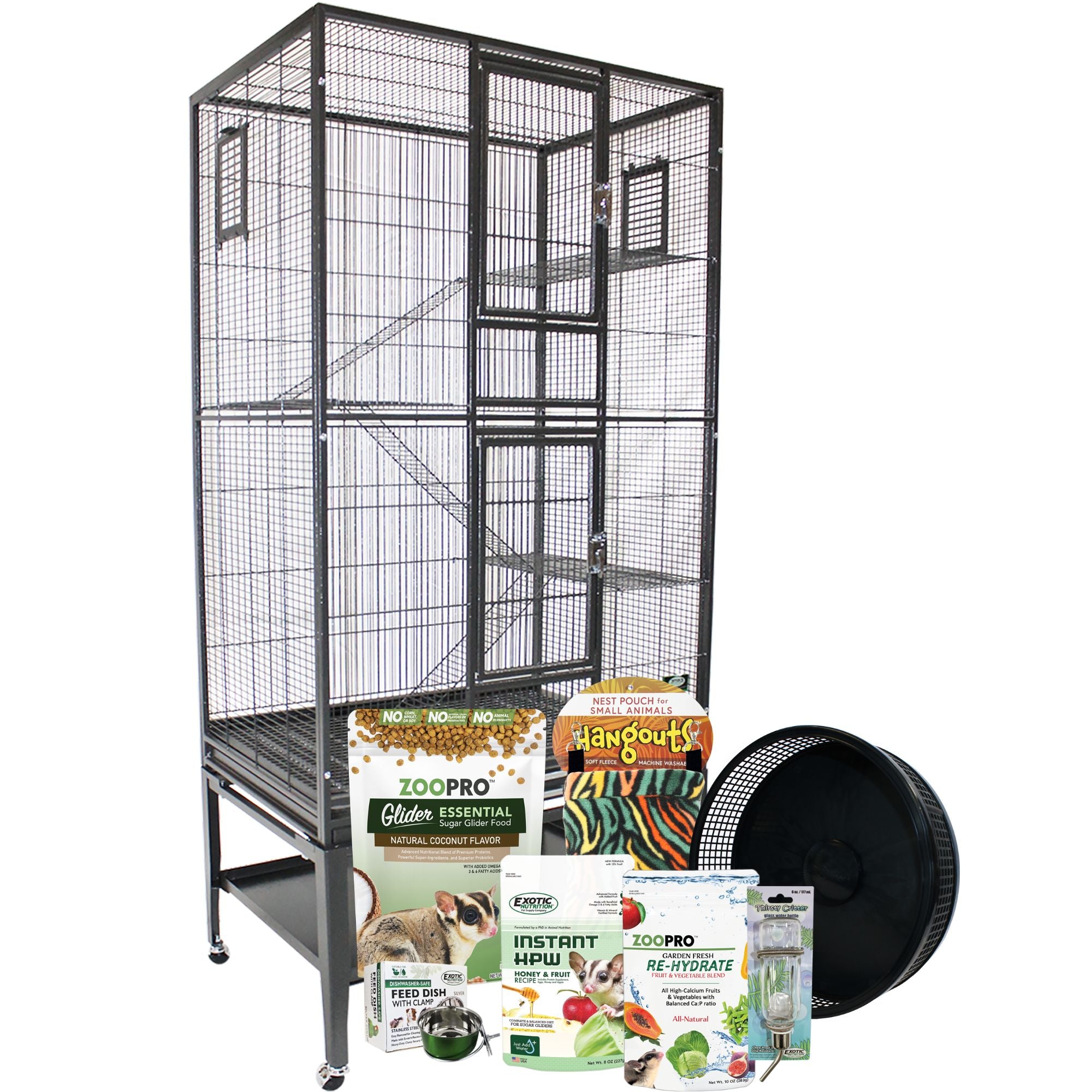 Premium Congo Cage & Starter Kit for Sugar Gliders - Complete Habitat Set with Accessories for Small Exotic Pets - Perfect for Home, Breeding & Play Areas