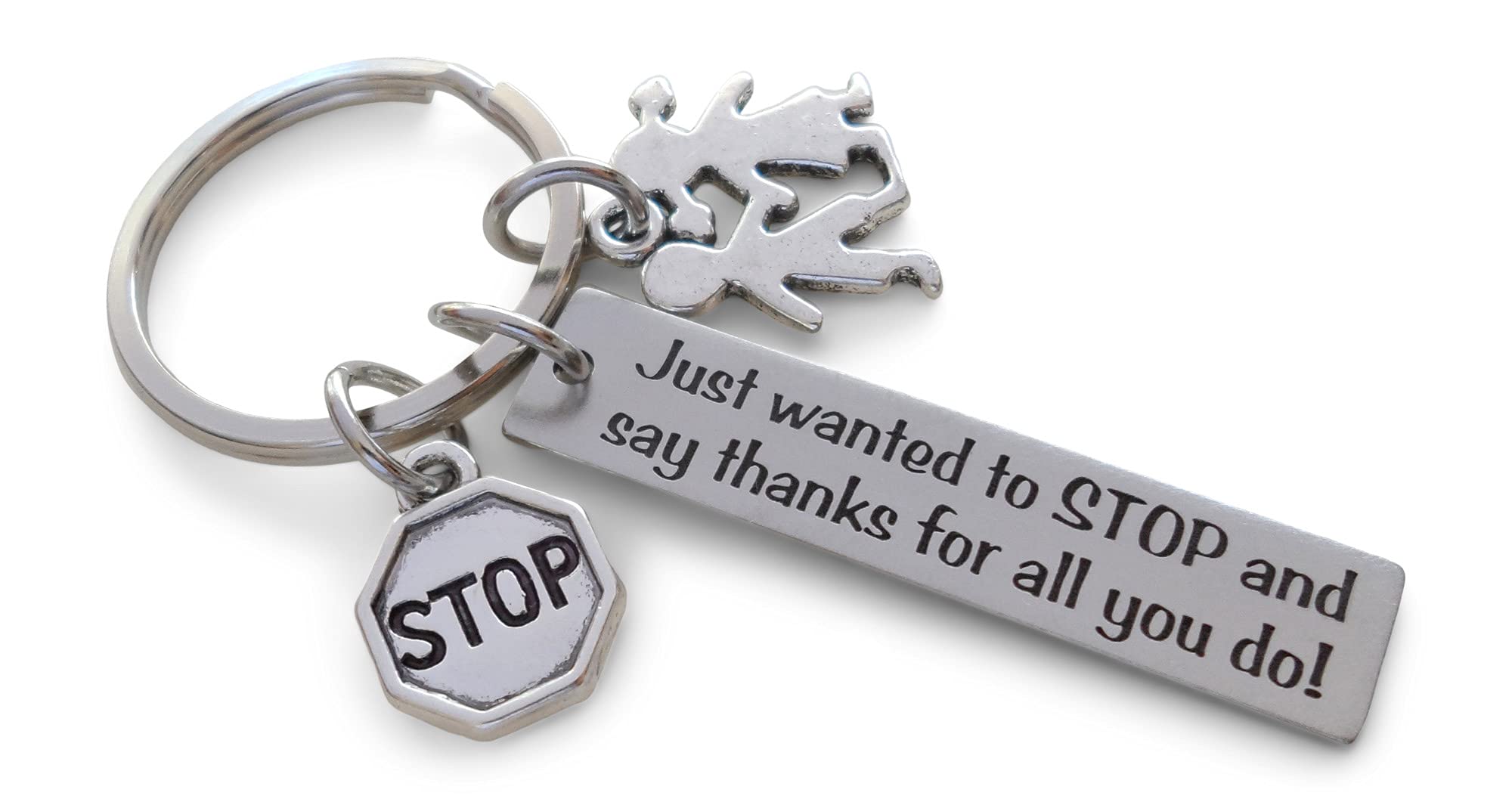 Custom Stop Sign Keychain with Children Charm - Perfect School Crossing Guard Appreciation Gift & Thank You Present for Traffic Safety Volunteers (Ideal for Teacher Appreciation Week, Retirement Gifts & Daily Commute Accessories)