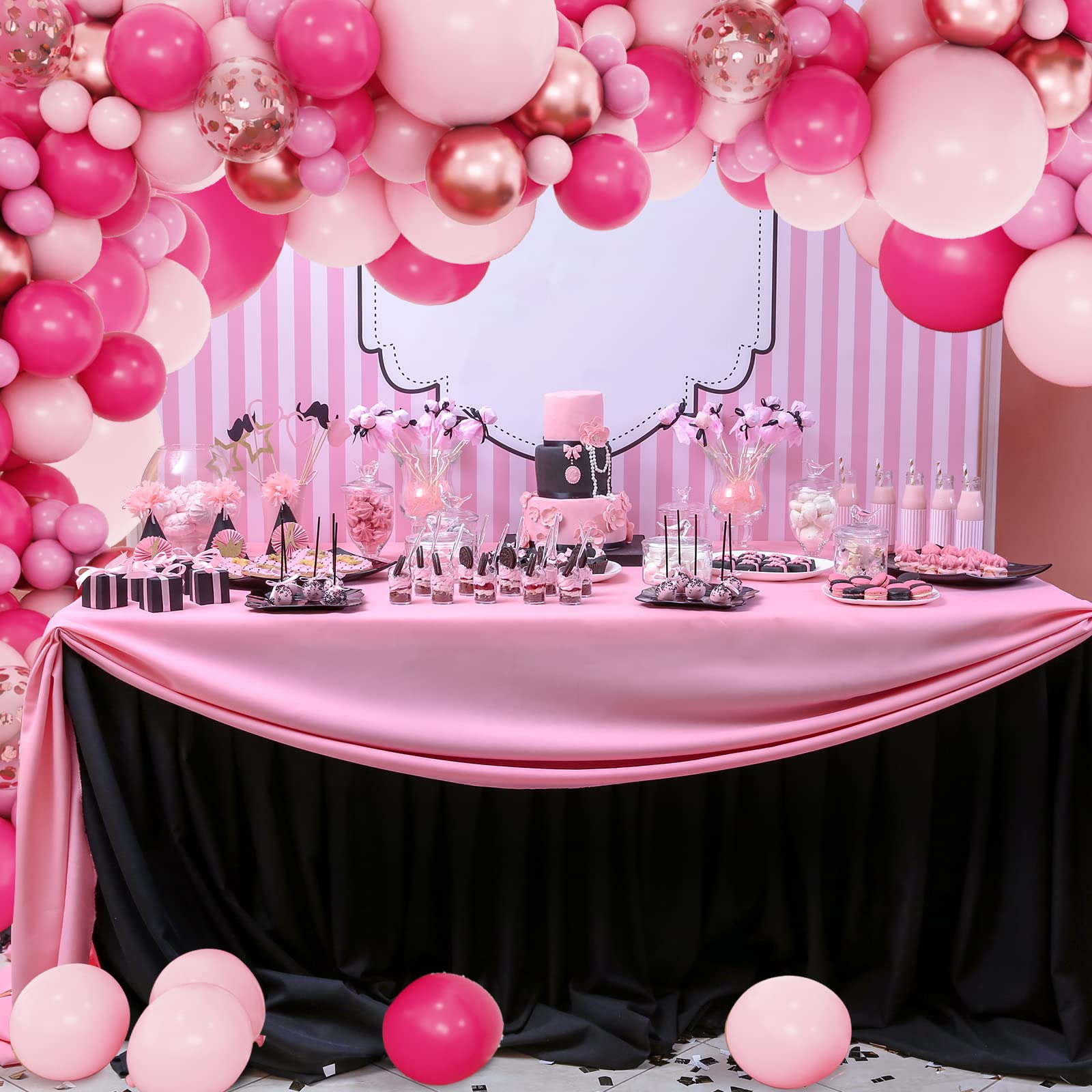 160pcs Pink Balloon Arch Garland Kit - Hot Pink & Rose Gold Metallic Confetti Balloons for Birthday, Baby Shower, Princess Party, Wedding Decorations | Perfect for Backdrops, Photo Booths & Event Decor