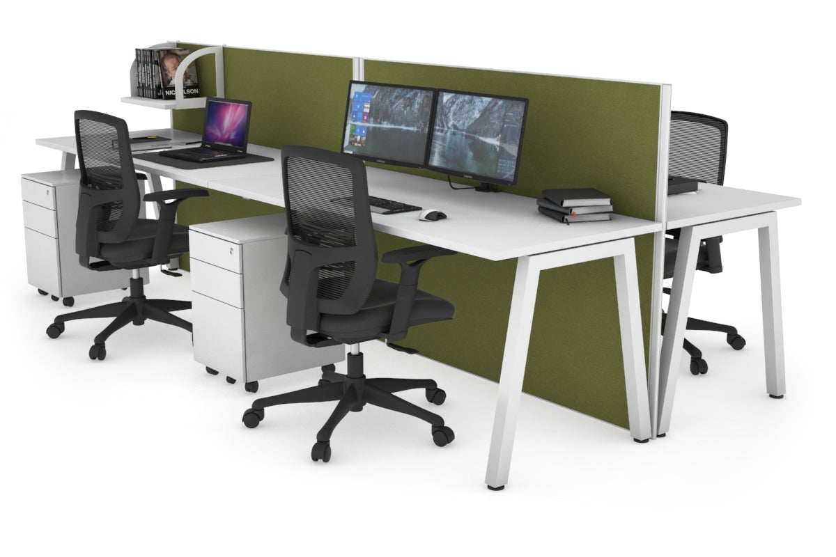 Horizon Quadro 4-Person Office Workstation Bench with A-Legs - 1400mm x 700mm Dimensions - Perfect for Collaborative Workspaces, Coworking Offices & Team Meetings