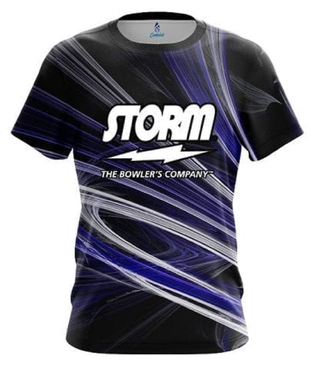 Storm Blue Motion Swirl Bowling Jersey - Performance Bowling Shirt for Men & Women - Breathable & Comfortable for League Play & Tournaments