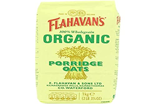 Flahavans Organic Porridge Oats 1kg - Gluten-Free Steel Cut Irish Oatmeal for Breakfast & Baking | Healthy Whole Grain Cereal for Smoothies, Energy Bars & Overnight Oats