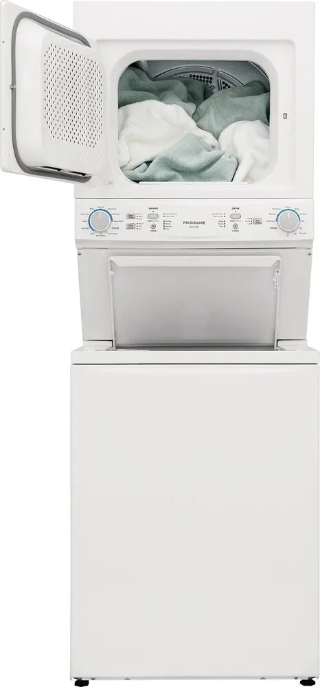 Frigidaire 27 Inch Stacked Washer and Dryer Laundry Center in White - FLCE7523AW | Perfect for Small Spaces & Apartments | Energy Efficient & Space Saving Laundry Solution