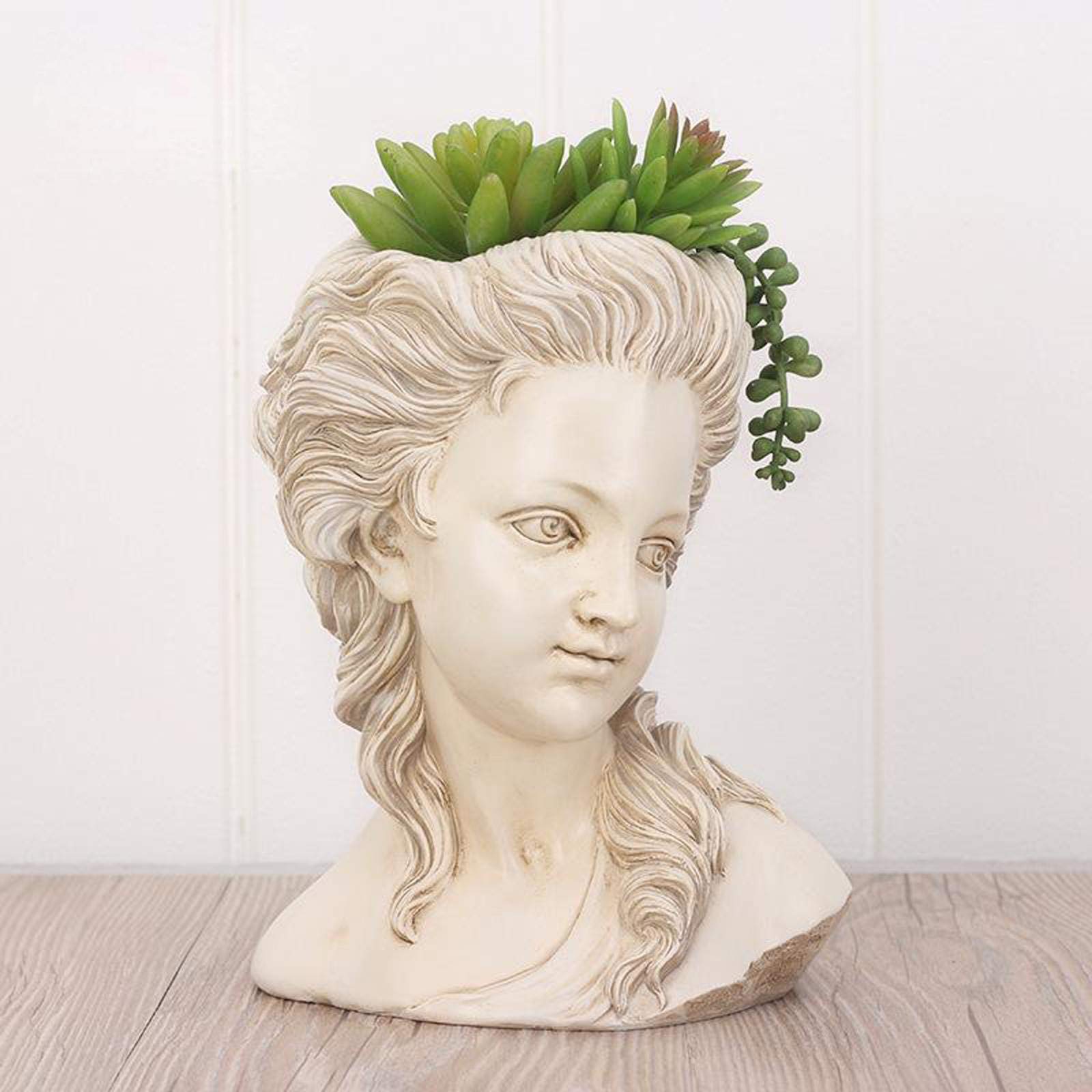 Greek Goddess Resin Flower Pot for Succulents - White, 7.1x9.1 Inches, Elegant Home Decor for Indoor Plants, Office Desk & Garden Decorations