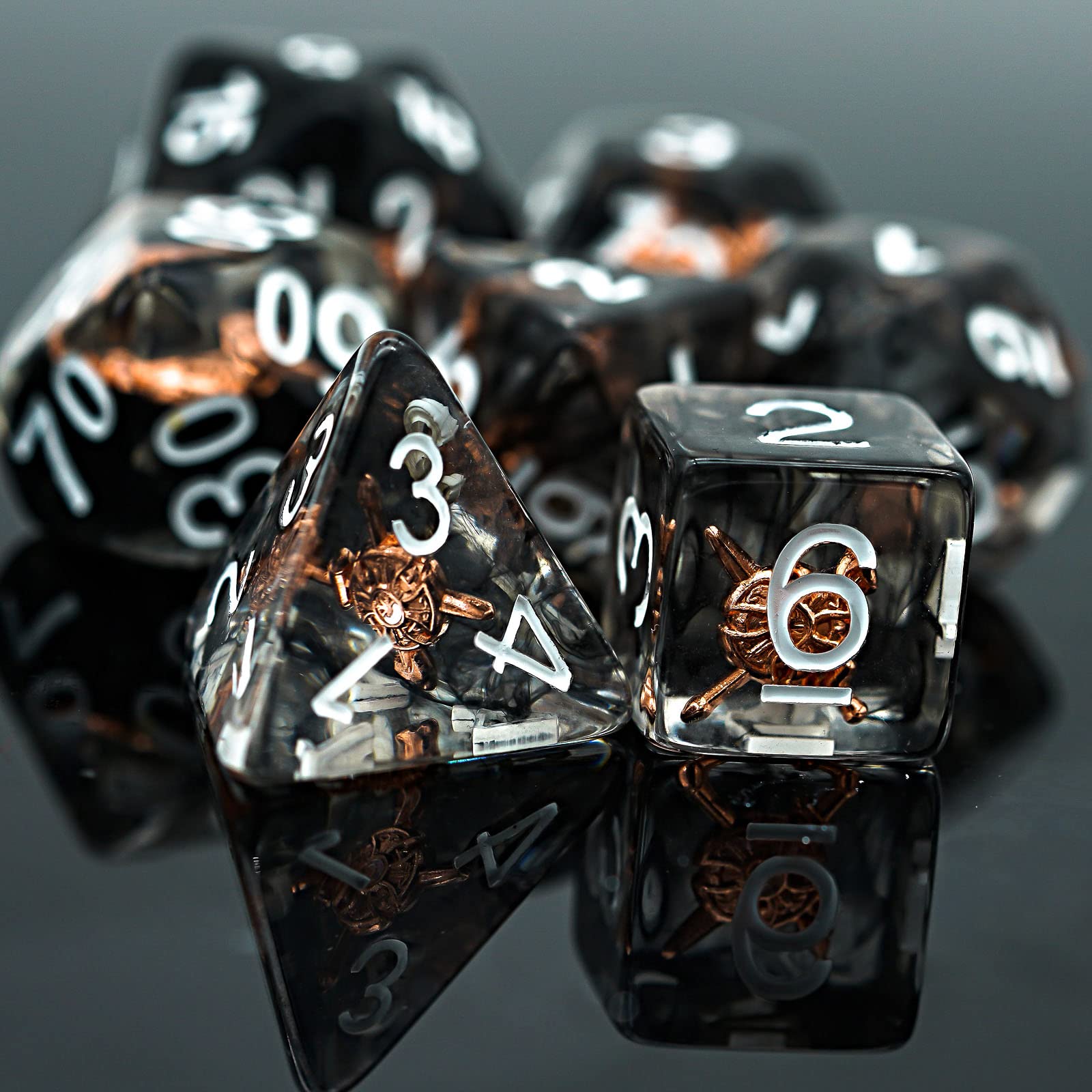 UDIXI 7PCS Polyhedral DND Dice Set - 7-Die D&D Dice with Shield Design for Dungeons & Dragons RPG, MTG, Tabletop Role Playing Games (Fighter) - Perfect for D&D Campaigns, Board Game Nights & Fantasy Adventures