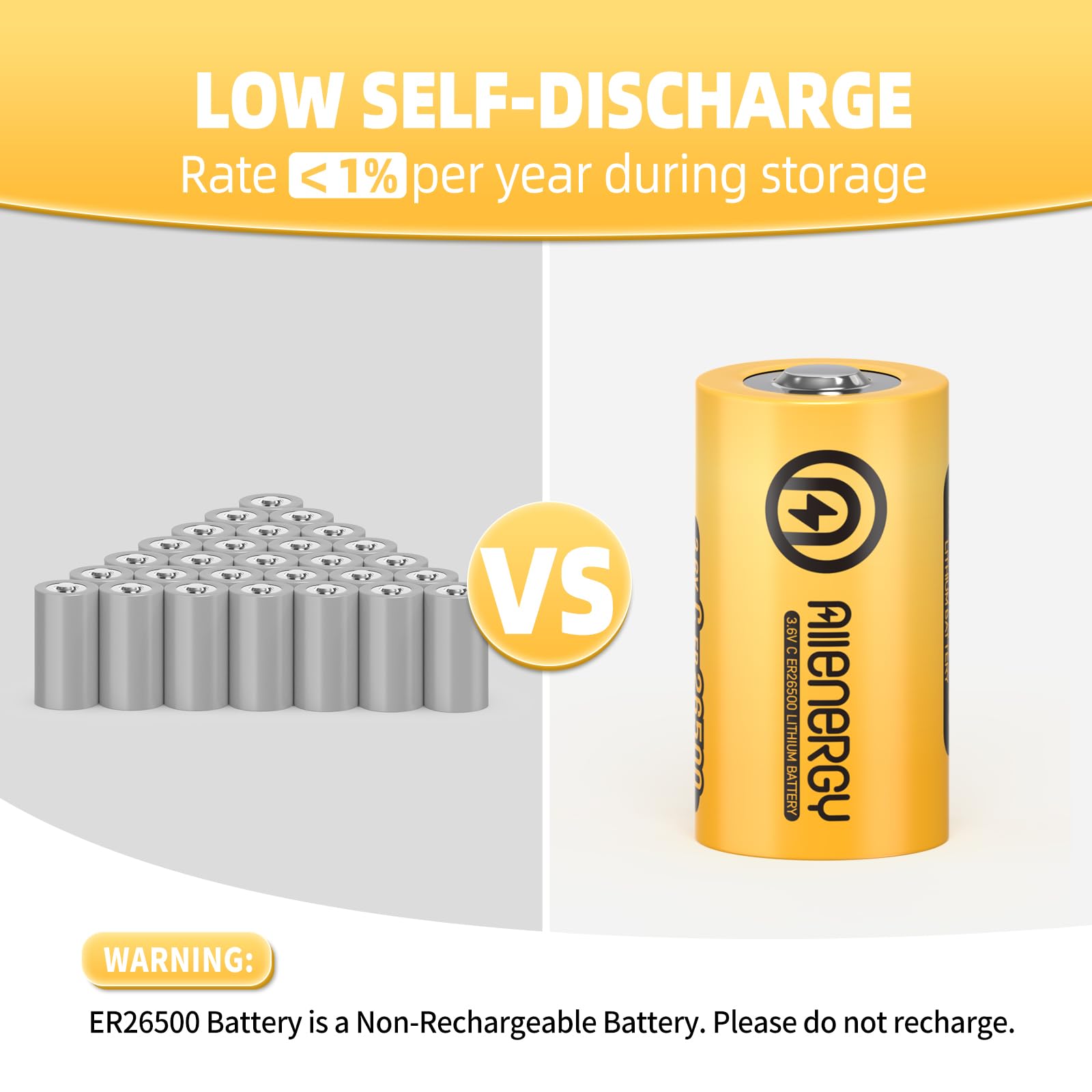 ER26500 Lithium C Batteries 9000mAh 3.6V - 2 Pack Non-Rechargeable Li-SOCl2 Batteries for Car Tire Pressure Monitors, Smart Cards & IoT Devices | Long-Lasting Power Solution