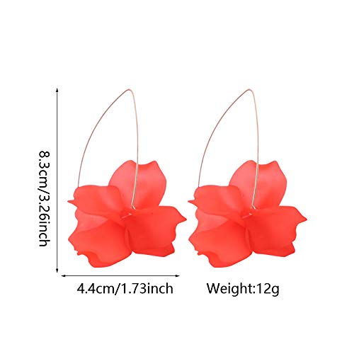 Boho Summer Rose Resin Petal Drop Earrings for Women - Floral Acrylic Dangle Hoop Earrings | Perfect for Weddings, Beach Vacations & Boho Fashion