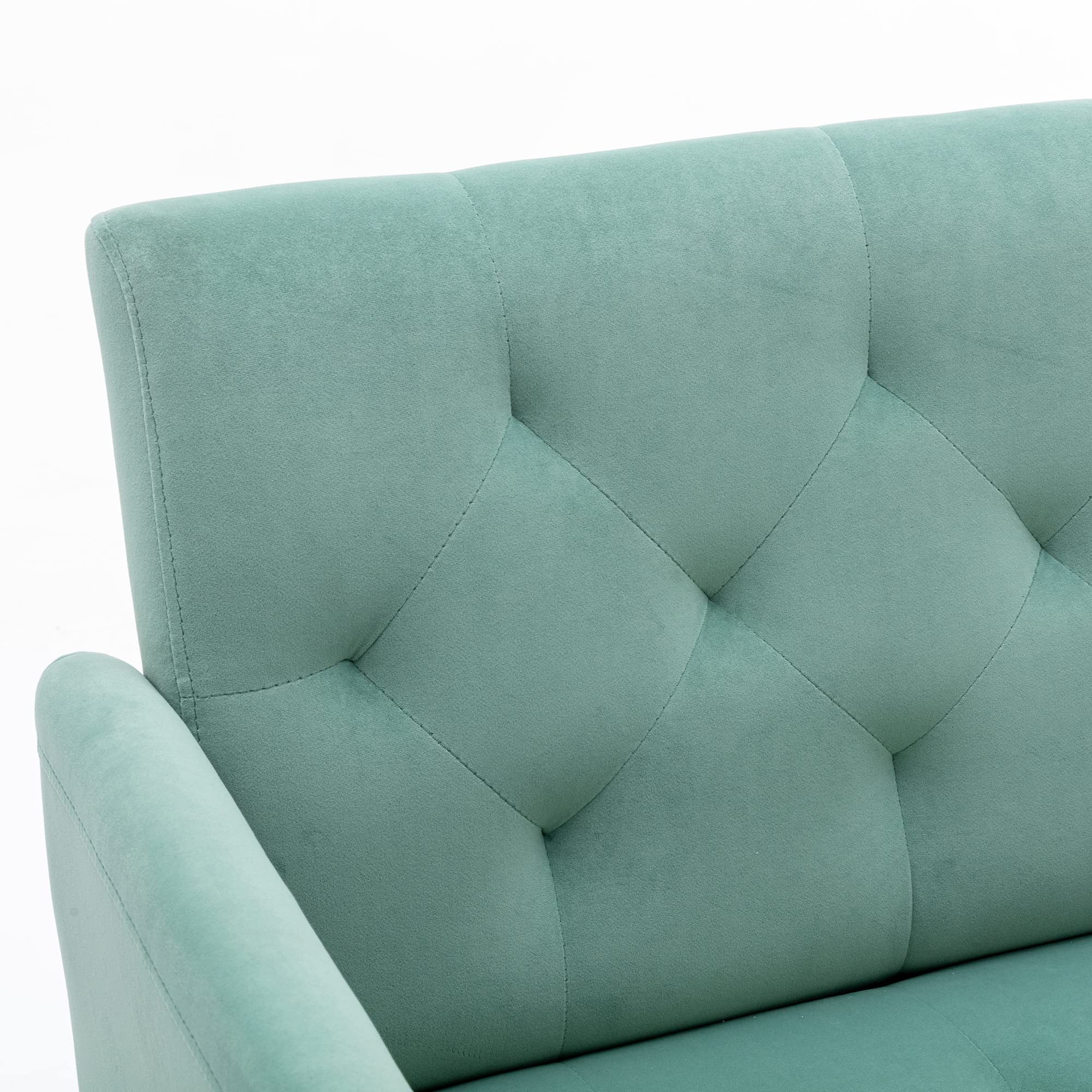 Modern Velvet Accent Chair with Rose Gold Legs - Plush Comfortable Armchair in Mint Green - Perfect for Living Room, Bedroom or Office Decor