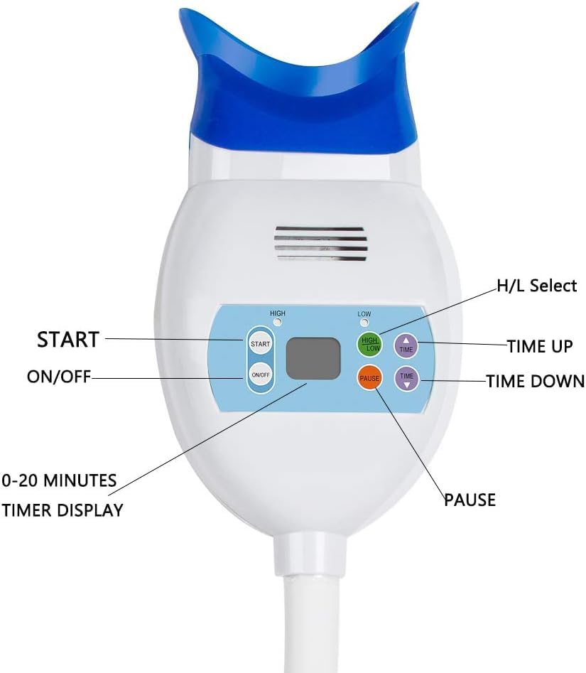 24W LED Teeth Whitening Lamp with 8 Lights - Fast Bleaching Accelerator for Dental Office & Home Use - Perfect for Dentists & At-Home Whitening Kits