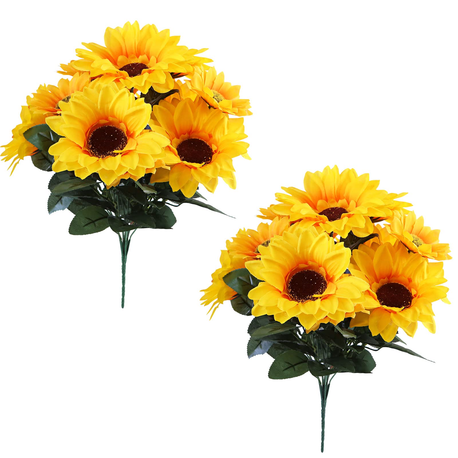 Florasity Artificial Cemetery Flowers - 2 Bundles of Long Lasting, Fade-Resistant Grave Decorations for Headstones & Memorials | Perfect for Outdoor Gravesite Decor & Memorial Day Tributes