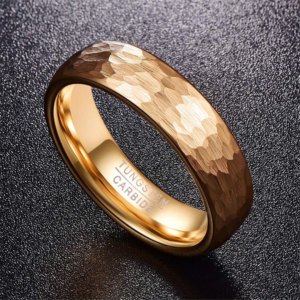 6mm Tungsten Carbide Wedding Rings for Men & Women - 2.3mm Thick Durable Gold Band - Perfect Father's Day Gift, Anniversary Jewelry for Couples - Ideal for Everyday Wear, Special Occasions & Romantic Proposals