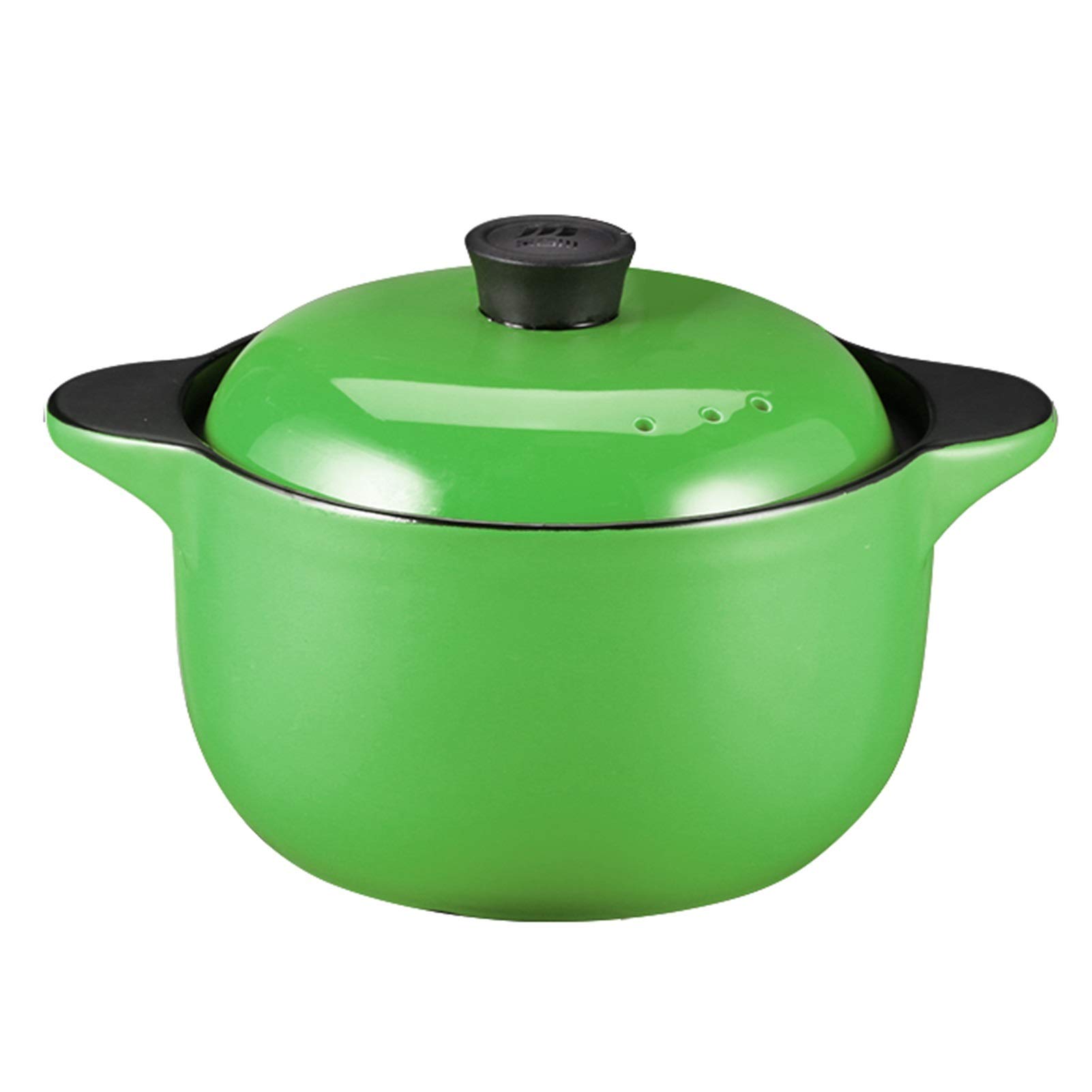 MIAOMSI 2L Green Ceramic Slow Cooker Pot - Japanese & Korean Style Stewpan, Healthy High-Temperature Clay Pot for Gas Stove - Perfect for Soups, Stews, and Traditional Asian Cooking