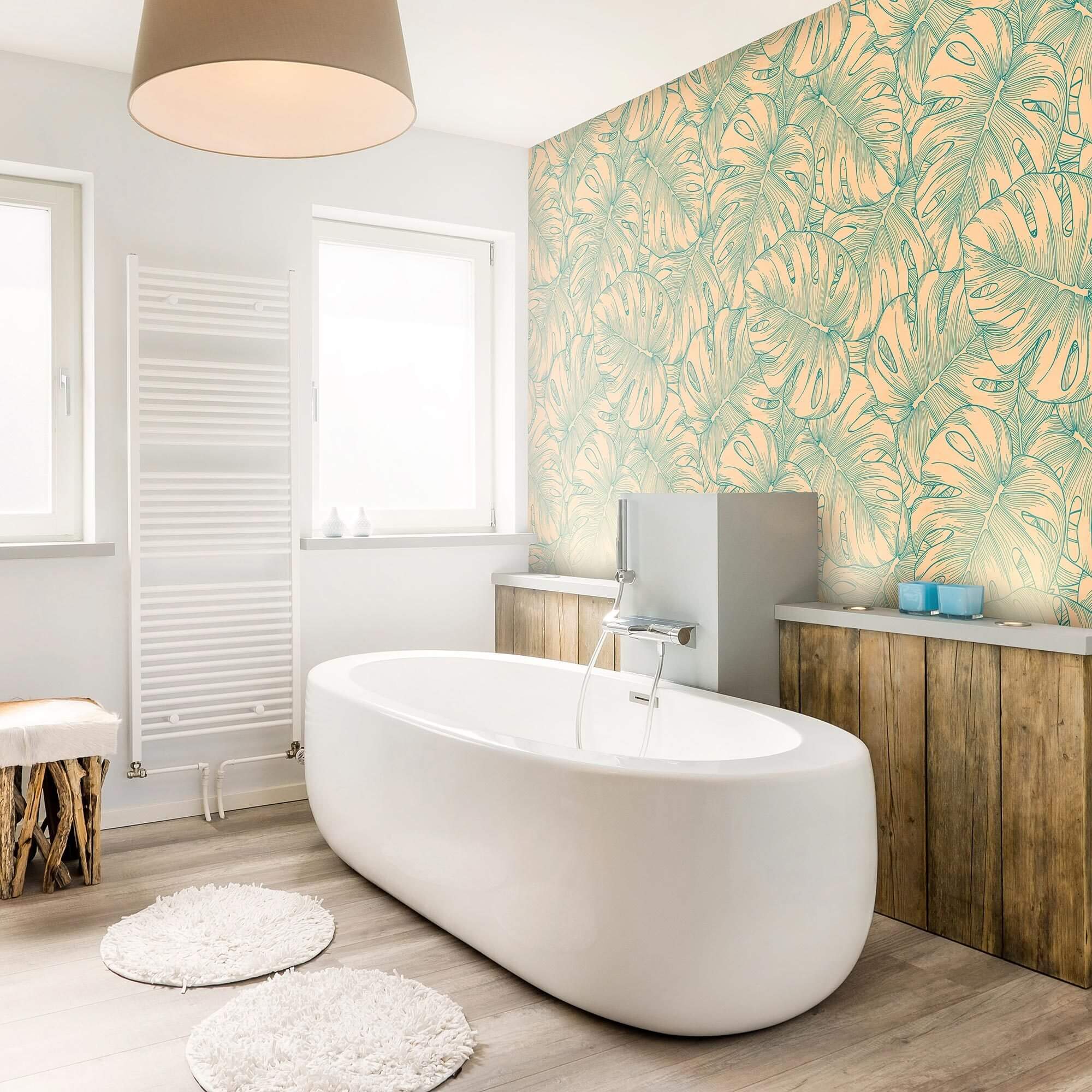 Blue and Beige Floral Peel and Stick Removable Wallpaper - Self-Adhesive Decorative Wall Covering for Bedroom, Living Room, Nursery & Home Decor