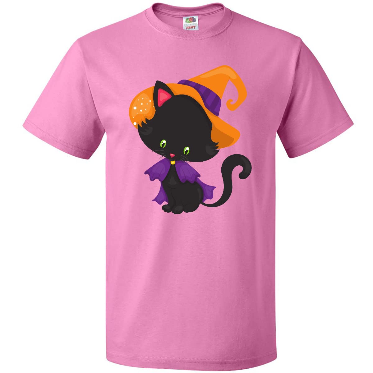 Inktastic Halloween Cat T-Shirt - Cute Black Cat with Witch Hat Design | Perfect for Halloween Costumes, Parties & Gifts