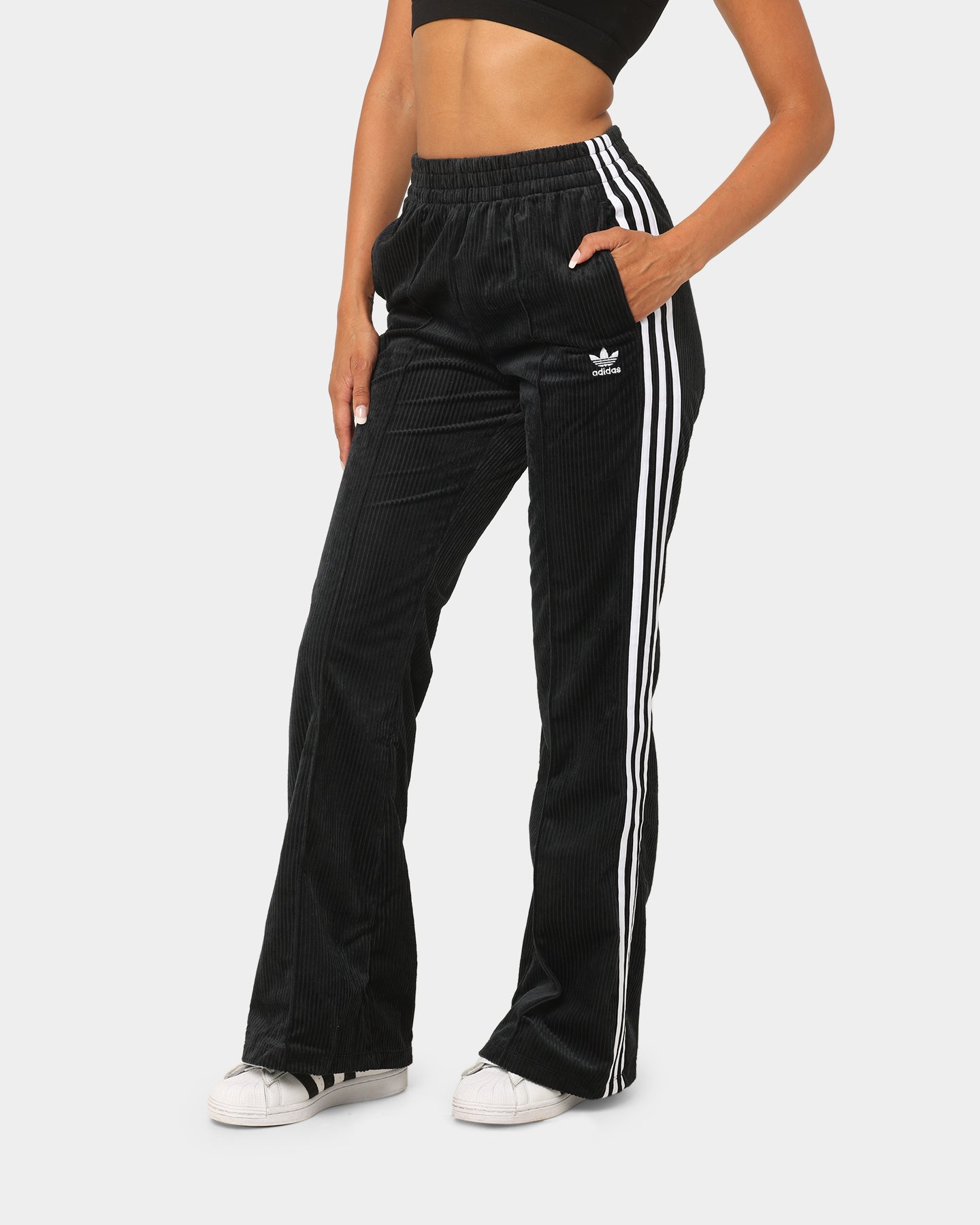 Adidas Women's Adicolor Classics Chunky Velour Sweatpants - Black | Comfortable Lounge Pants for Casual Wear, Yoga & Running