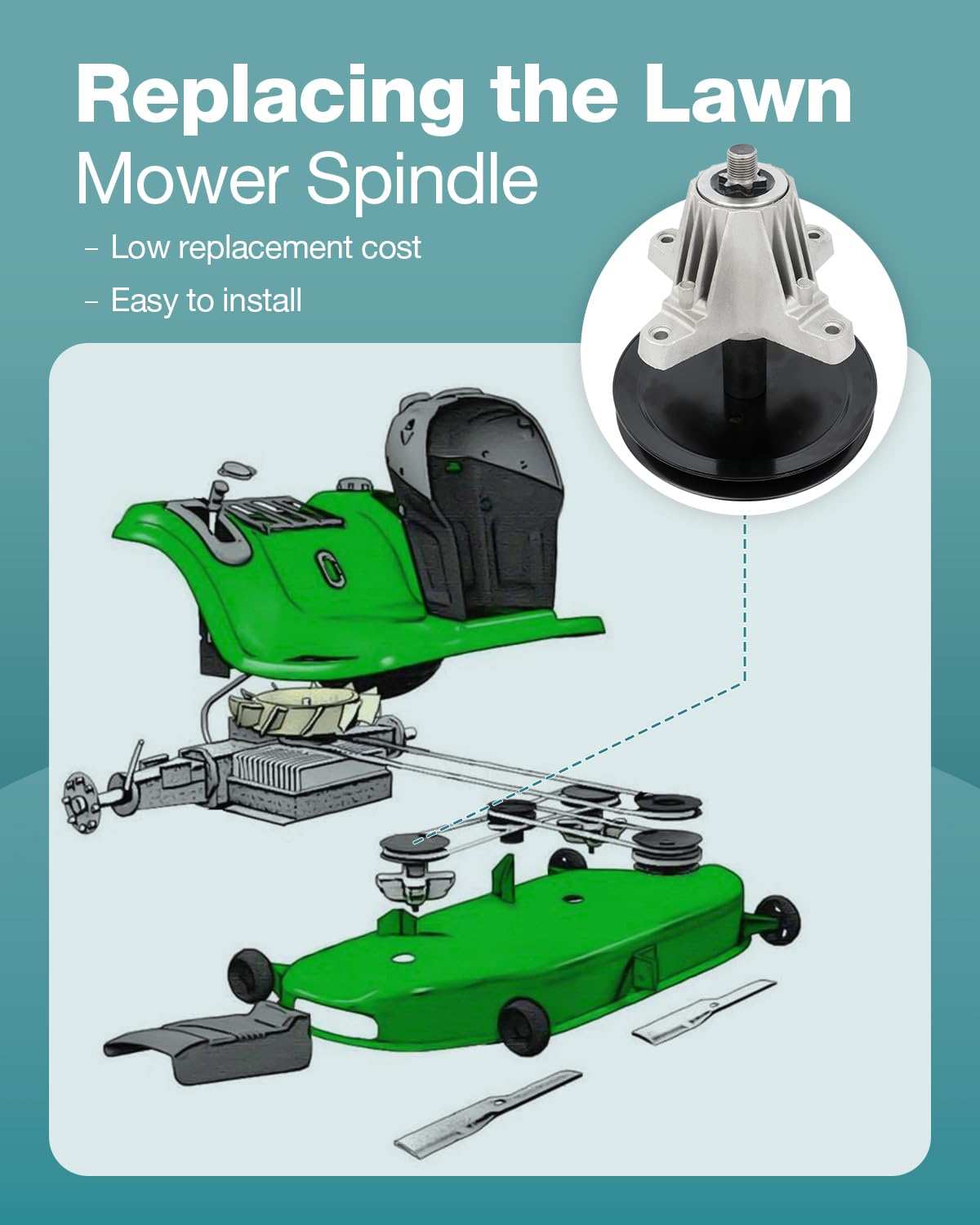 SCITOO 2-Pack Lawn Mower Spindles with Pulley Bolt - Replacement Spindle Assembly for Troy Bilt & MTD (618-05078, 918-05078, 918-0507A) - Perfect for Mower Repairs & Maintenance