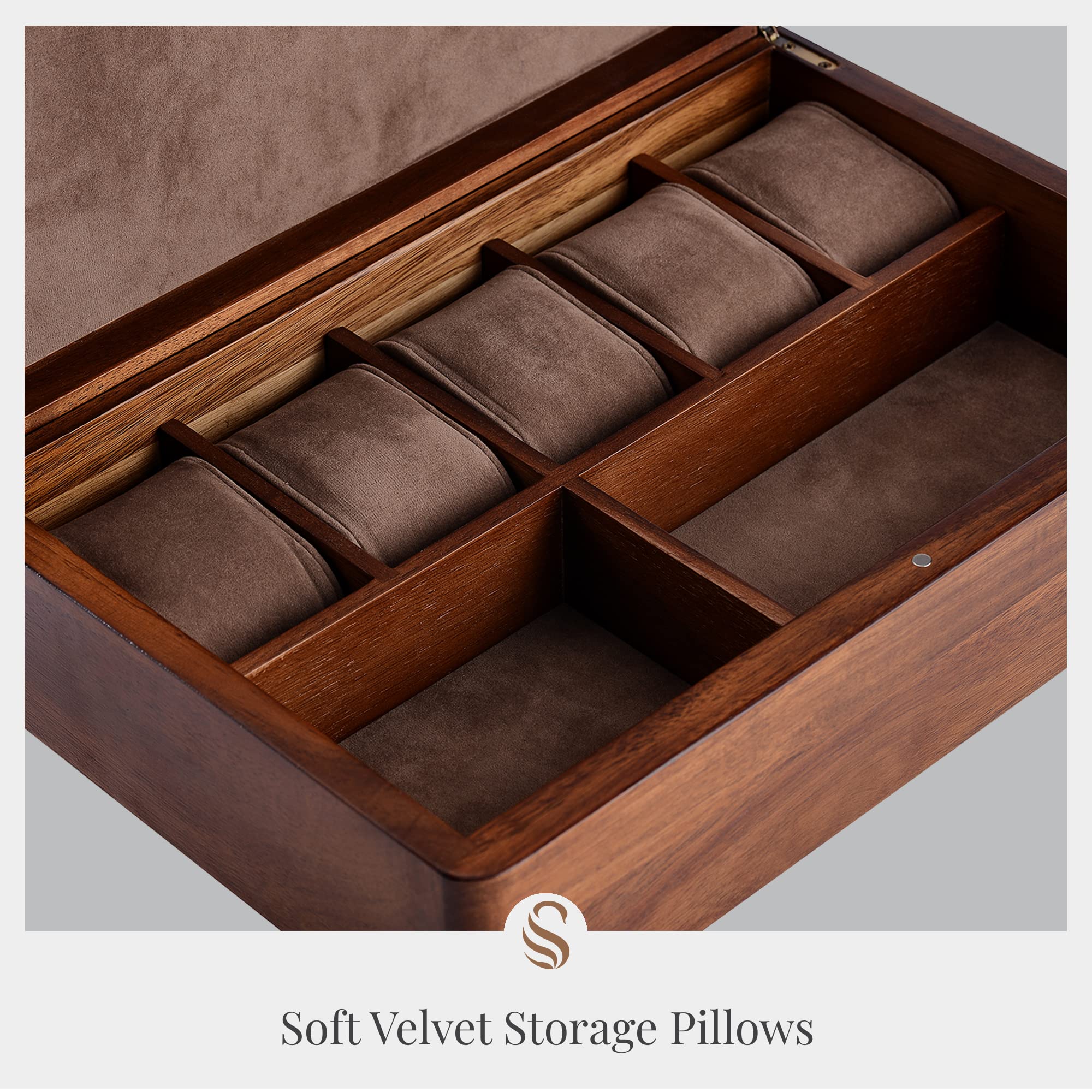 Premium Wooden Watch Box for Men - 5 Slot Luxury Watch Organizer with Personalized Engraving - Stylish Storage for Watches, Jewelry & Accessories - Perfect Gift for Watch Collectors & Professionals
