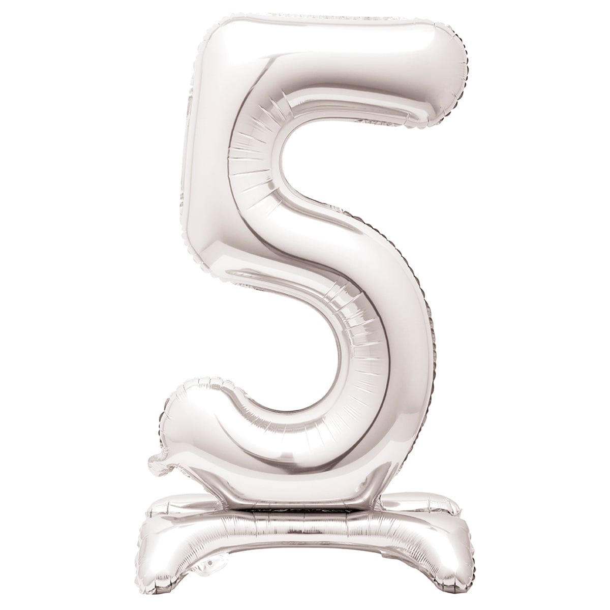 34 Inch Silver Number 5 Foil Balloon - Air-Filled Standing Party Decoration for Birthdays, Anniversaries & Celebrations