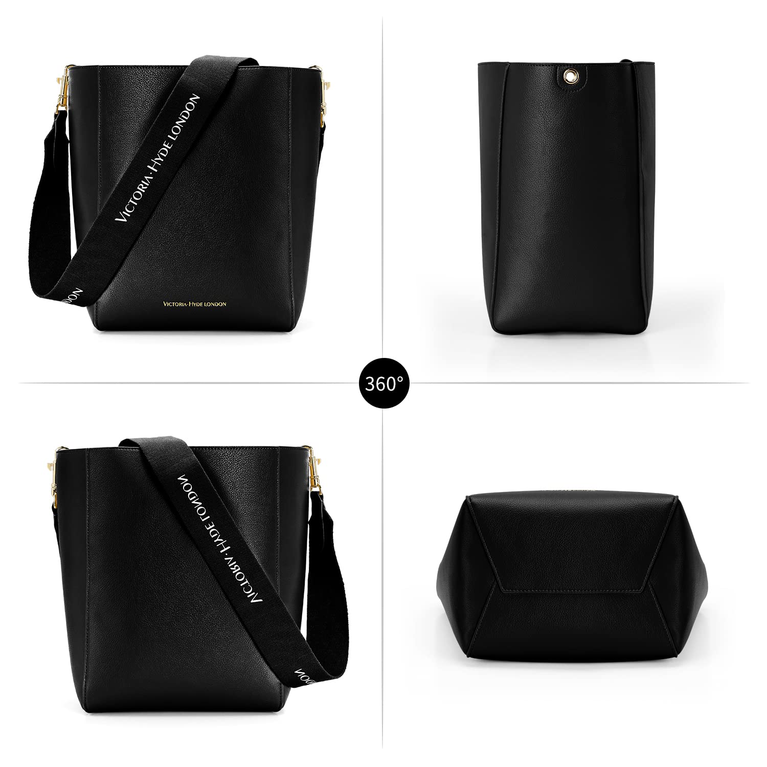 VICTORIA HYDE Women's Leather Fashion Buckle Bucket Bag - Large Capacity Shoulder Handbag Purse for Work, Travel & Everyday Use