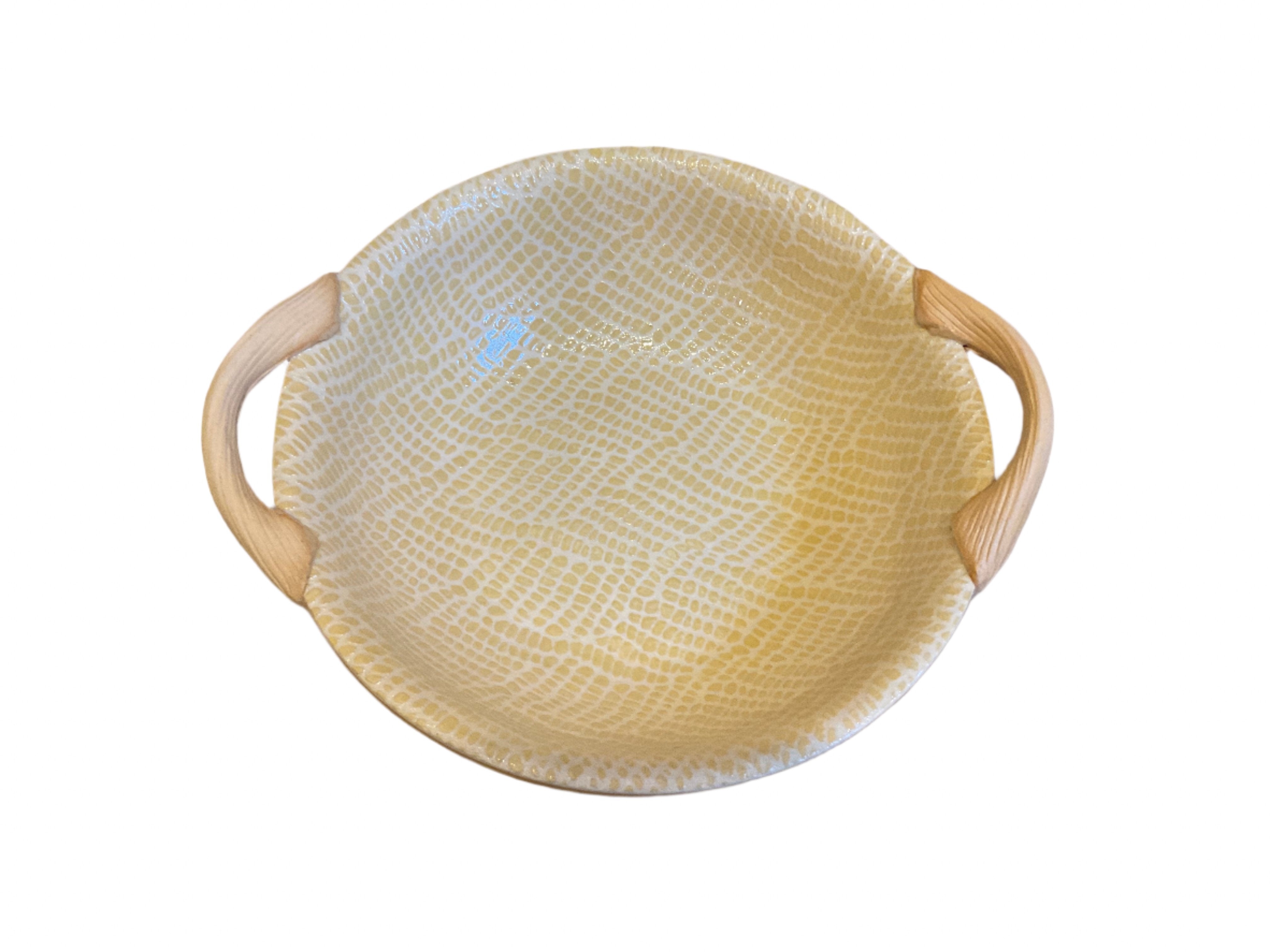 9-Inch Vegetable Bowl with Braided Handles - Perfect for Serving Salads, Soups, and Side Dishes - Ideal for Dining, Entertaining, and Kitchen Storage