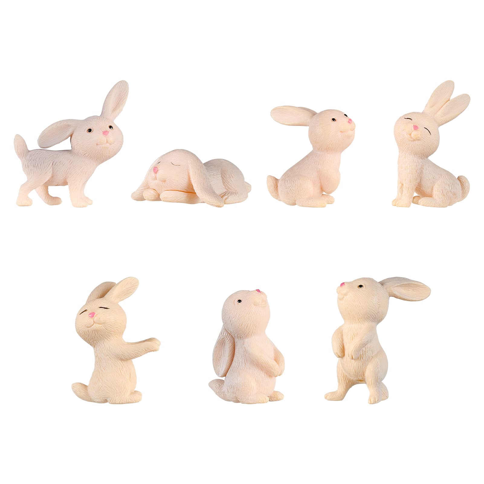ARTIBETTER 7pcs Mini Rabbit Figurines Set - Cute Fairy Garden Decor, Miniature Animal Toys for Kids, Micro Landscape Plant Pot Accessories - Perfect for Fairy Gardens, Terrariums & Kids Playrooms