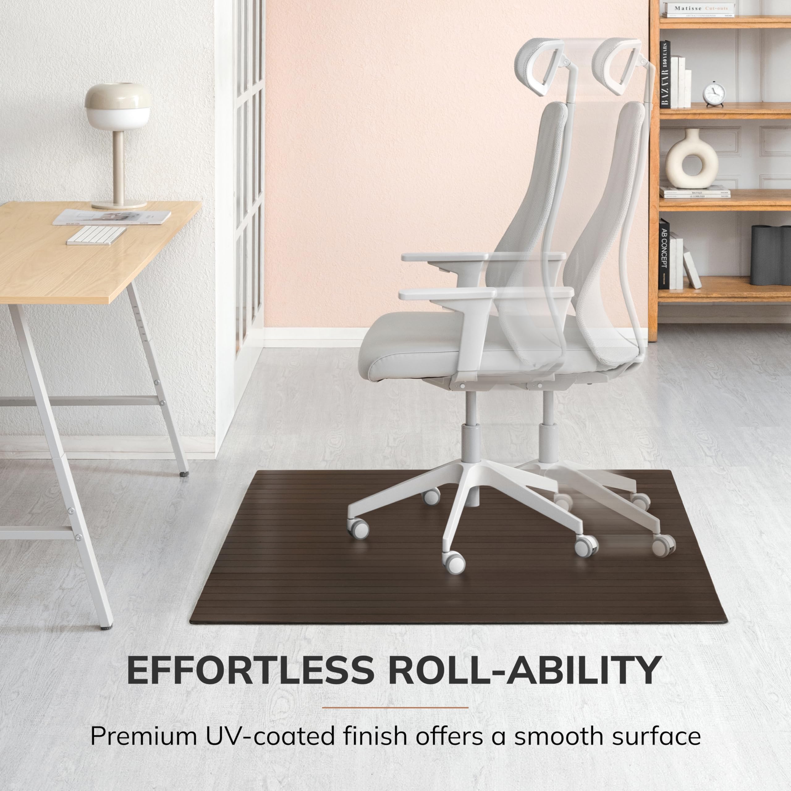 Premium Bamboo Chair Mat for Hardwood Floors – 5mm Thick, Anti-Slip & Heavy Duty – Protects Office & Home Floors – Ideal for Desks, Rolling Chairs & High-Traffic Areas