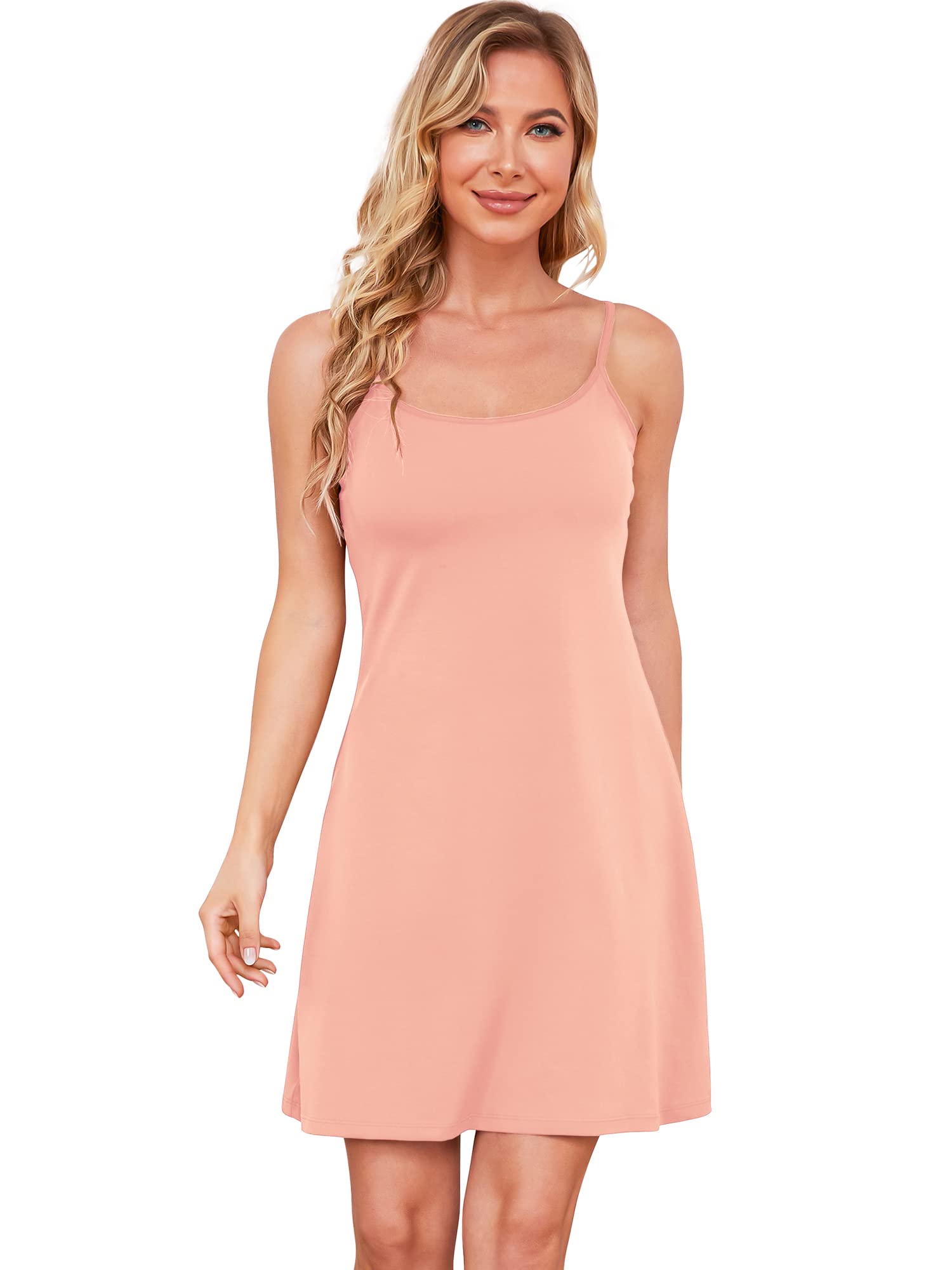 Women's Cotton Slip Dress with Built-in Bra - Comfortable Nightgown, Beach & Summer Dress, Perfect for Sleepwear, Vacations, and Casual Outings