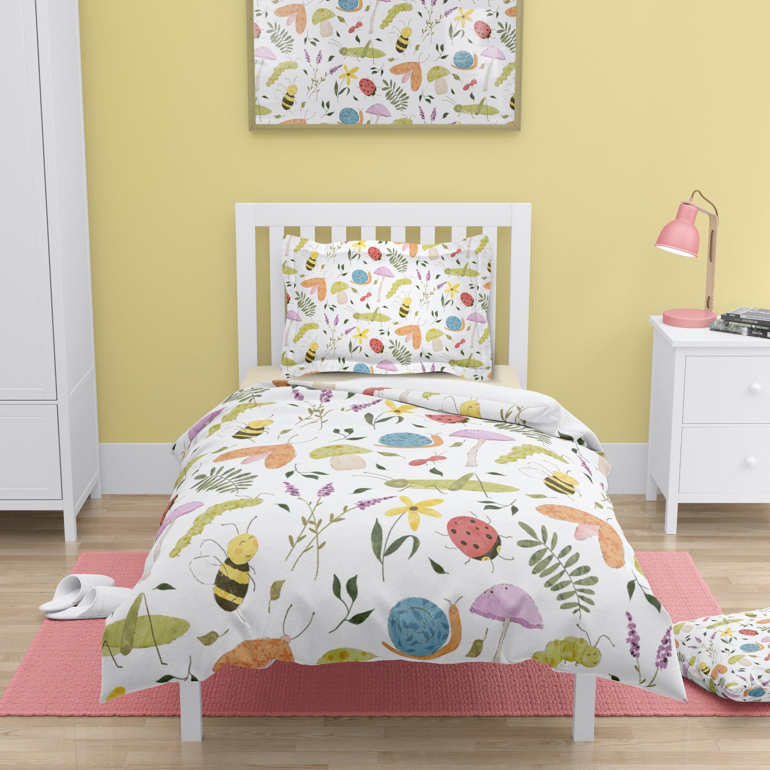 Laural Home Bugalicious Crawlers Comforter Queen Size - Soft White Bedding for Cozy Sleep | Perfect for Bedrooms, Guest Rooms & Dorm Decor