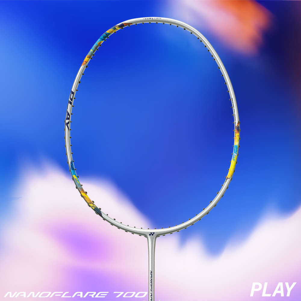 Yonex Nanoflare 700 Play Badminton Racket - Silver/Sky Blue - Lightweight Carbon Fiber Shaft for Speed & Control - Perfect for Recreational & Competitive Play