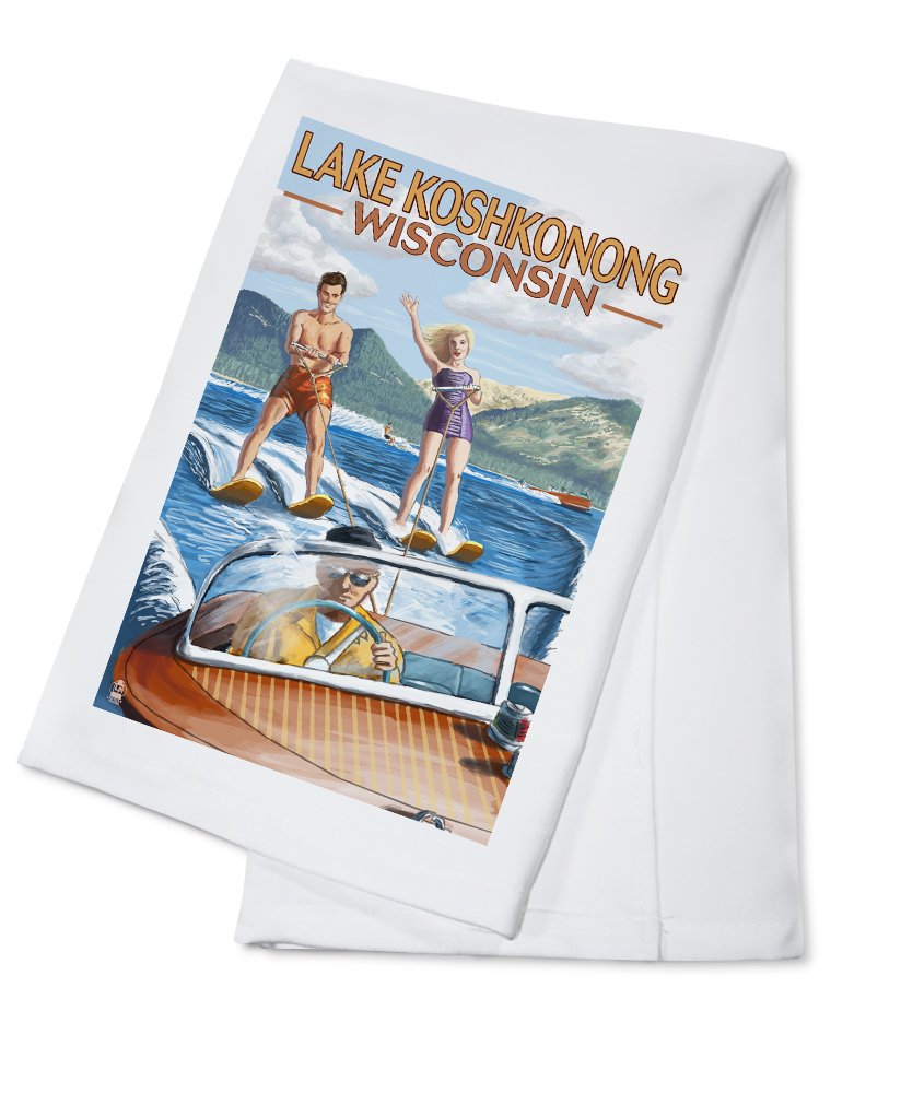Lake Koshkonong Wisconsin Water Skiing Cotton Tea Towel - 100% Cotton Decorative Hand Towel for Kitchen, Bathroom & Home Decor - Perfect for Dish Drying, Gift Giving & Lake House Decor