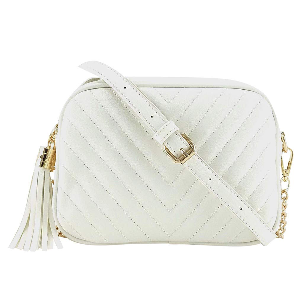 Johtae Women's Crossbody Bag - Solid Color Zipper Tassel Shoulder Purse & Messenger Handbag DU004 | Perfect for Work, Travel & Everyday Use