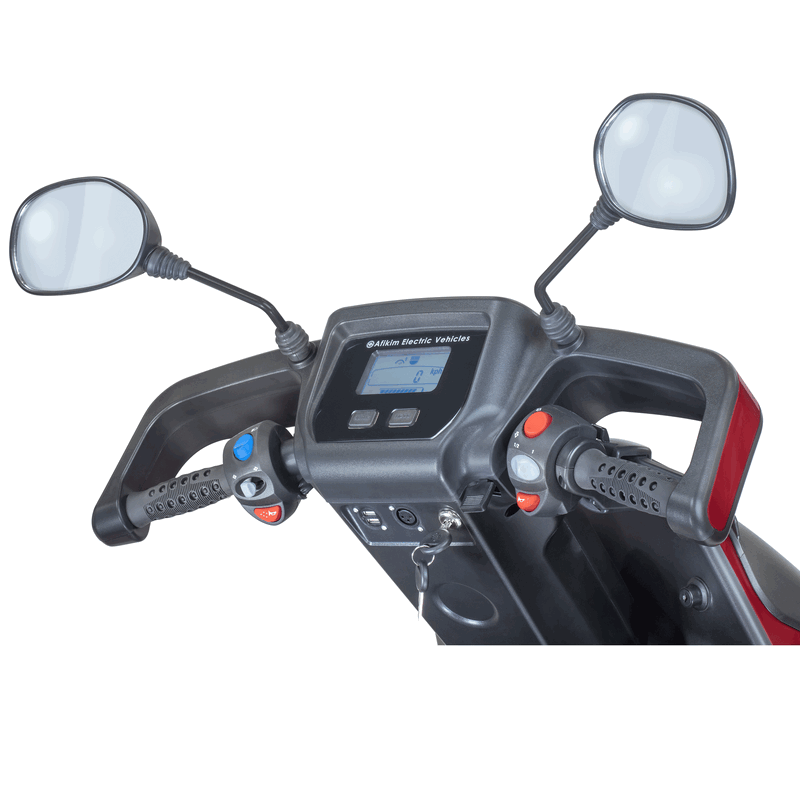 Afikim Afiscooter S4 4-Wheel Electric Mobility Scooter - Red | New | Compact & Powerful for Indoor/Outdoor Use | Ideal for Seniors & Disabled Adults | ADA Compliant