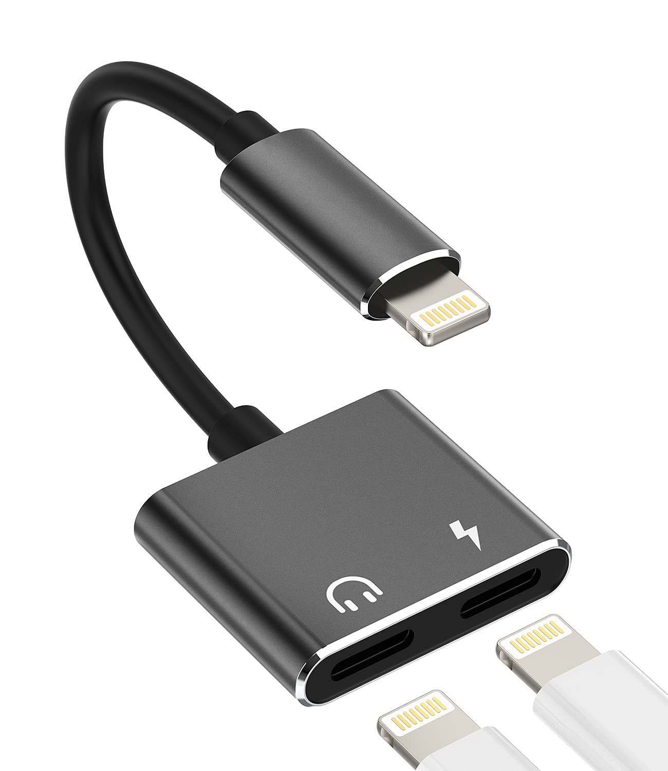 Zoyuzan Dual Lightning Splitter - 2 in 1 Charger & Audio Adapter for iPhone iPad iPod - Simultaneous Charging & Listening - Perfect for Travel, Gaming & Work