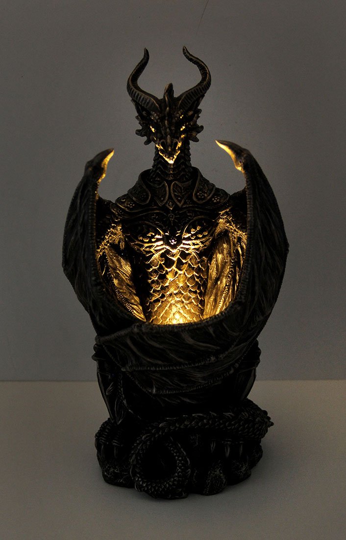 Veronese Design Guardian of The Light Armored Dragon LED Night Light Statue - 10 Inch Collectible Fantasy Decor for Bedroom, Gaming Room & Dorm | Perfect Gift for Dragon Lovers