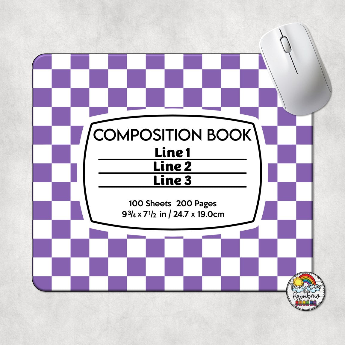 Checkered 2-Compartment Notebook Mouse Pad - Large Gaming & Office Desk Mat for Laptop & Computer Workstation - Perfect for Students, Professionals & Gamers
