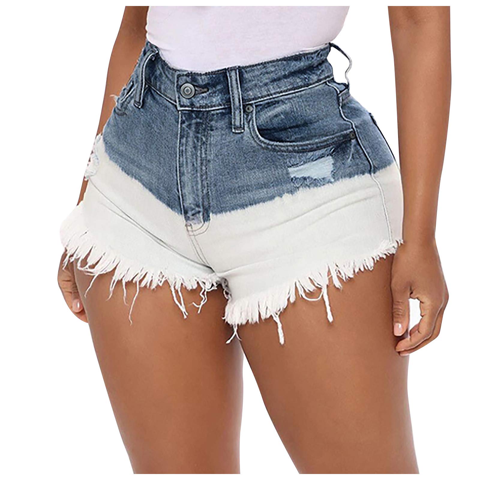 Women's Ripped Denim Shorts - Mid Rise Stretchy Distressed Jean Shorts for Women | Perfect for Summer Outfits, Casual Wear & Street Style Fashion
