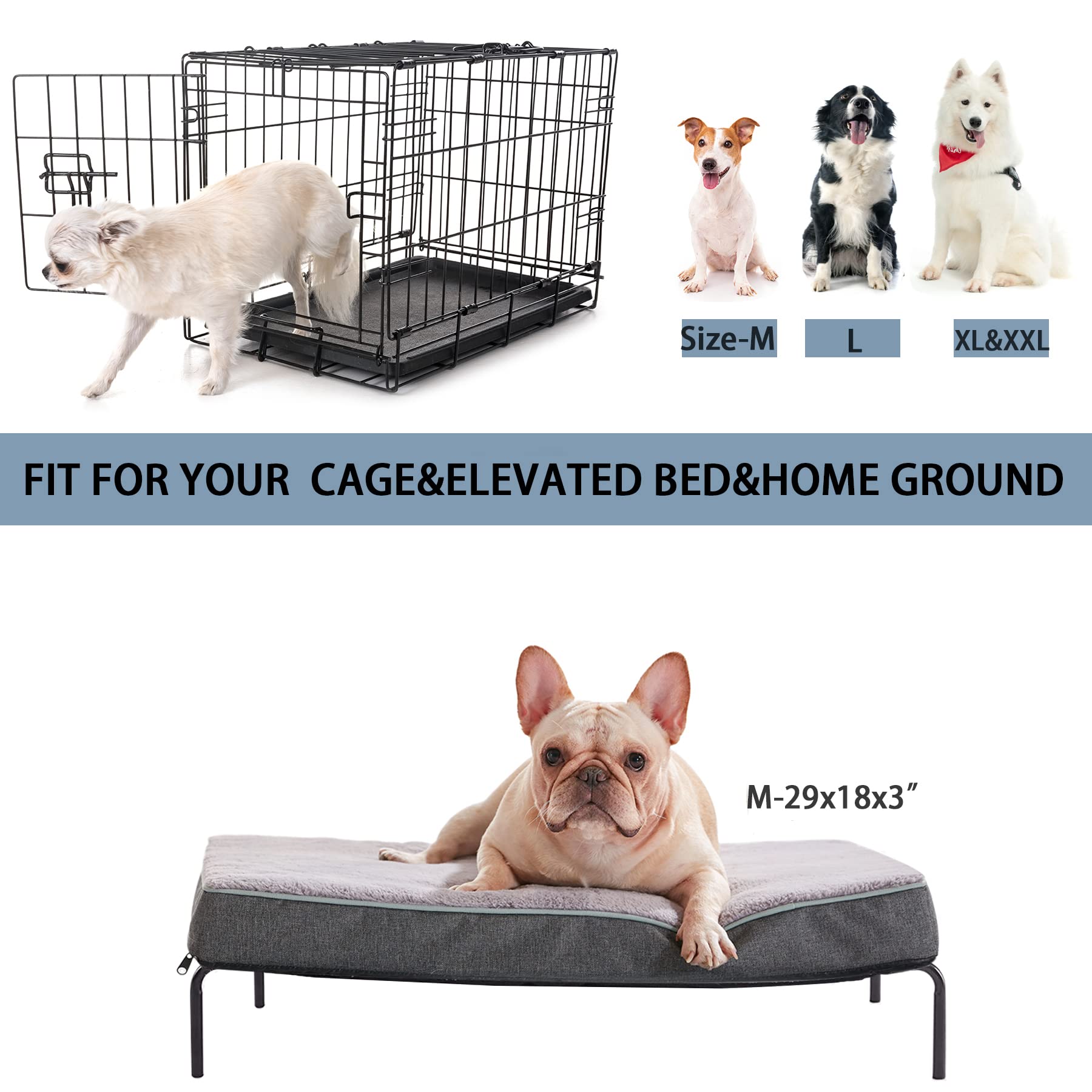 Orthopedic Memory Foam Cooling Dog Bed for Medium Dogs - Washable Pet Bed with Faux Fur Cover & Waterproof Lining (29 Inch) - Perfect for Crates, Kennels & Home Use