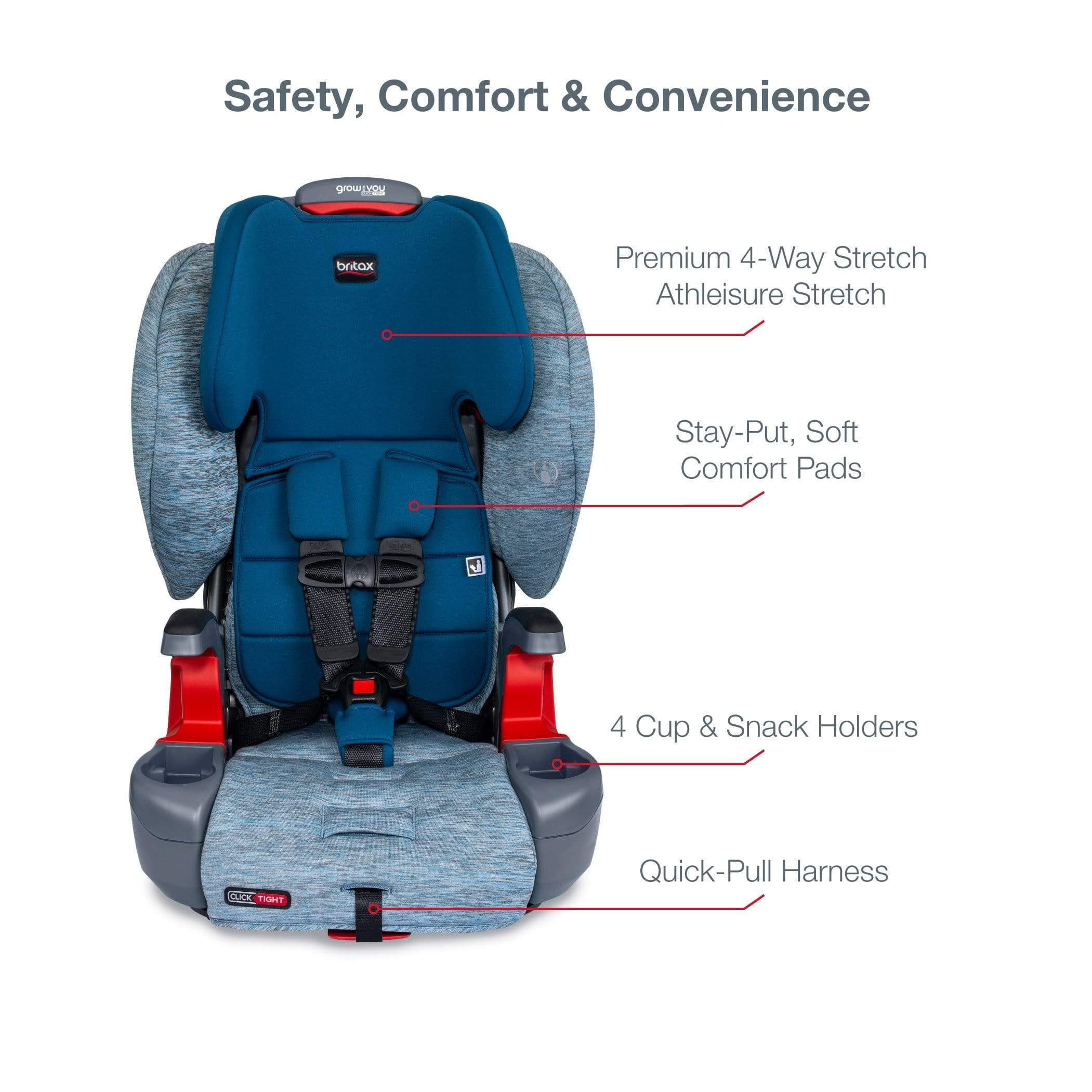 Britax Grow With You Clicktight Booster Car Seat - Safe & Adjustable for Kids 3-12 Years - Perfect for School, Travel & Family Road Trips