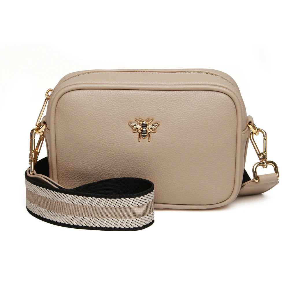 Alice Wheeler Mini Crossbody Bag for Women - Stylish Stone Color Leather Purse - Perfect for Everyday Use, Travel & Date Nights
