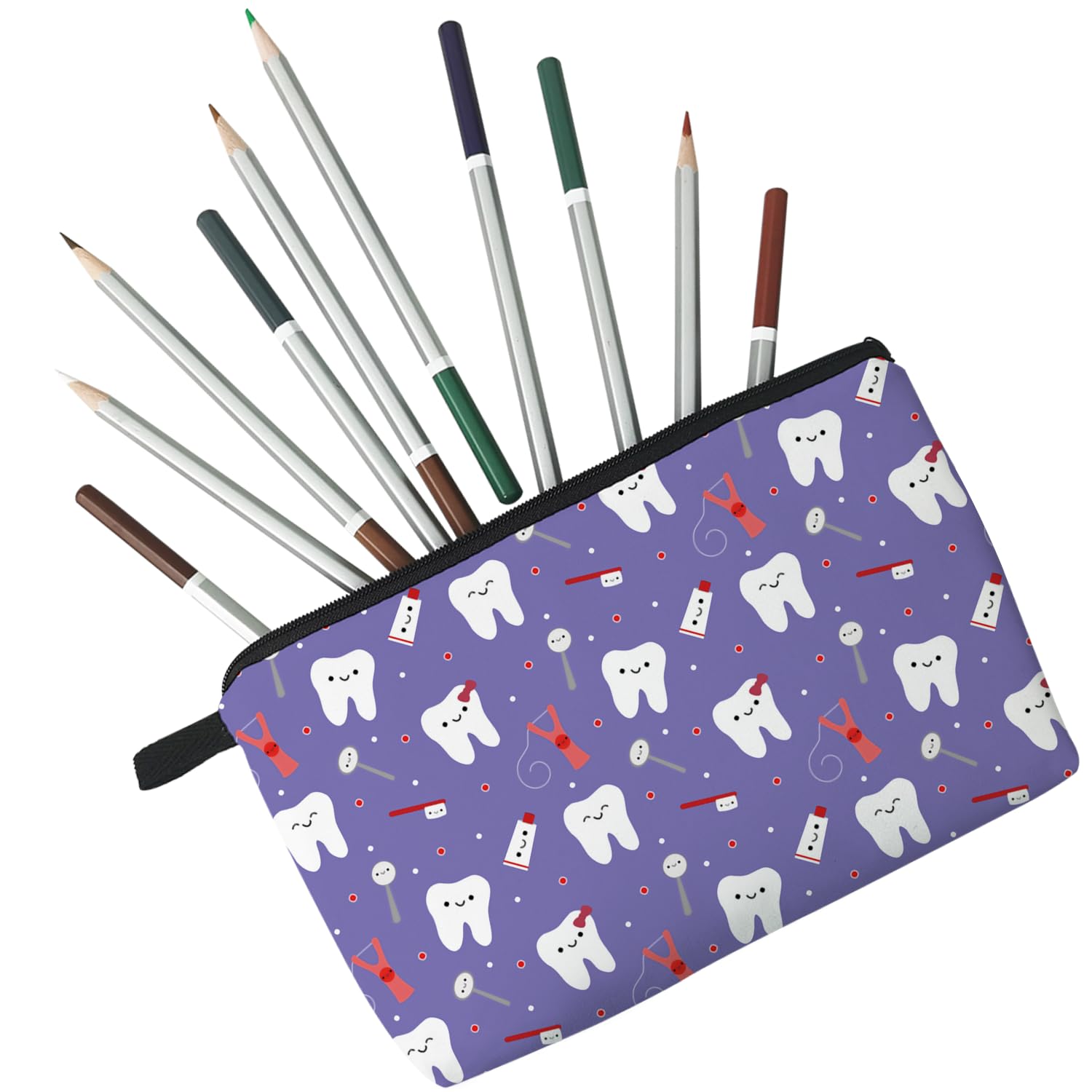 Women's Travel Makeup Bag with Teeth Pattern Print - Small Cosmetic Pouch for Toiletries & Accessories - Perfect Gift for Women (Model: hz4549) - Ideal for Travel, Gym, Beach & Everyday Use