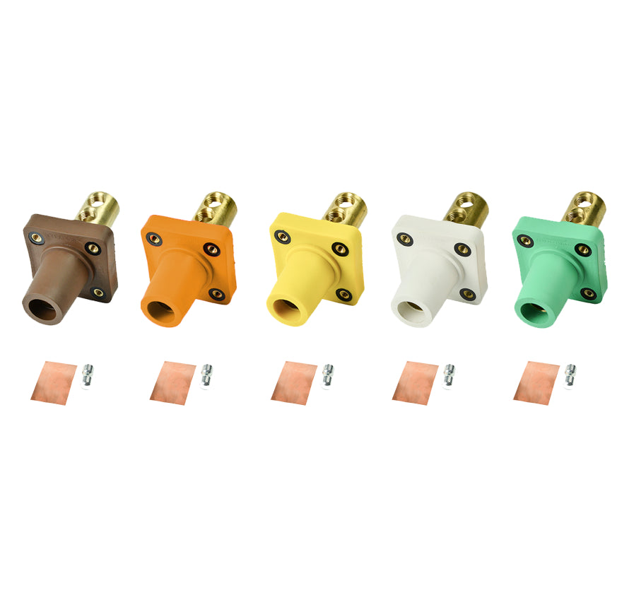 2/0 & 4/0 AWG Heavy Duty Panel Mount Cam Lock Connectors - 16 Series (5-Piece Set) with Double Set Screw - Secure Electrical Connections for Industrial Panels, Power Distribution & EV Charging Stations
