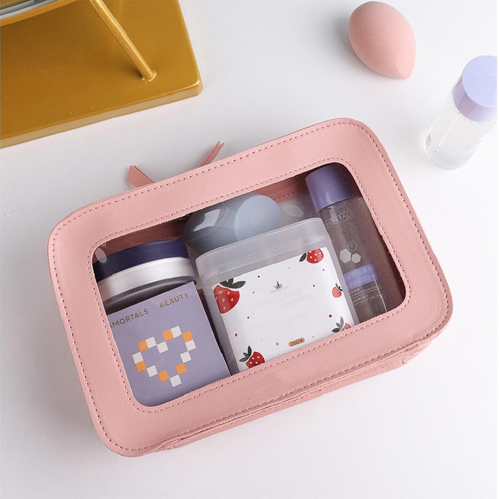 Clear TSA Approved Travel Makeup Bag for Women - Portable Cosmetic Organizer with Zipper & Transparent Vinyl Windows - Perfect for Air Travel, Gym, and Daily Essentials Storage