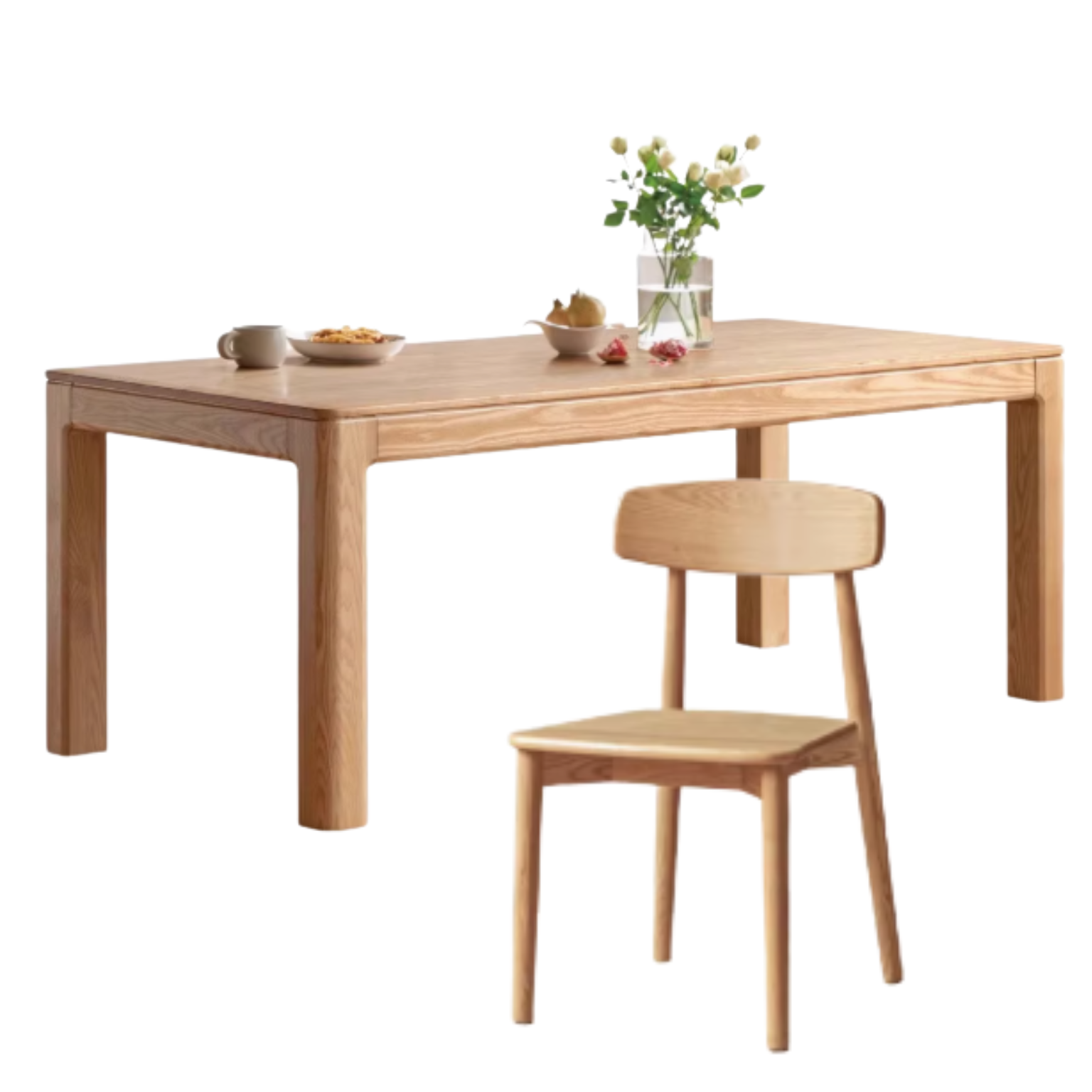 Solid Oak & Ash Wood Long Dining Table - Rustic Farmhouse Style for 6-8 People - Perfect for Family Gatherings & Dinner Parties