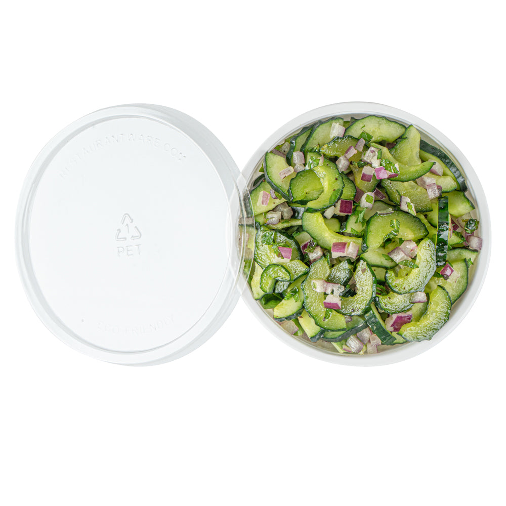 7 oz Round White Plastic Salad Bowls - 5