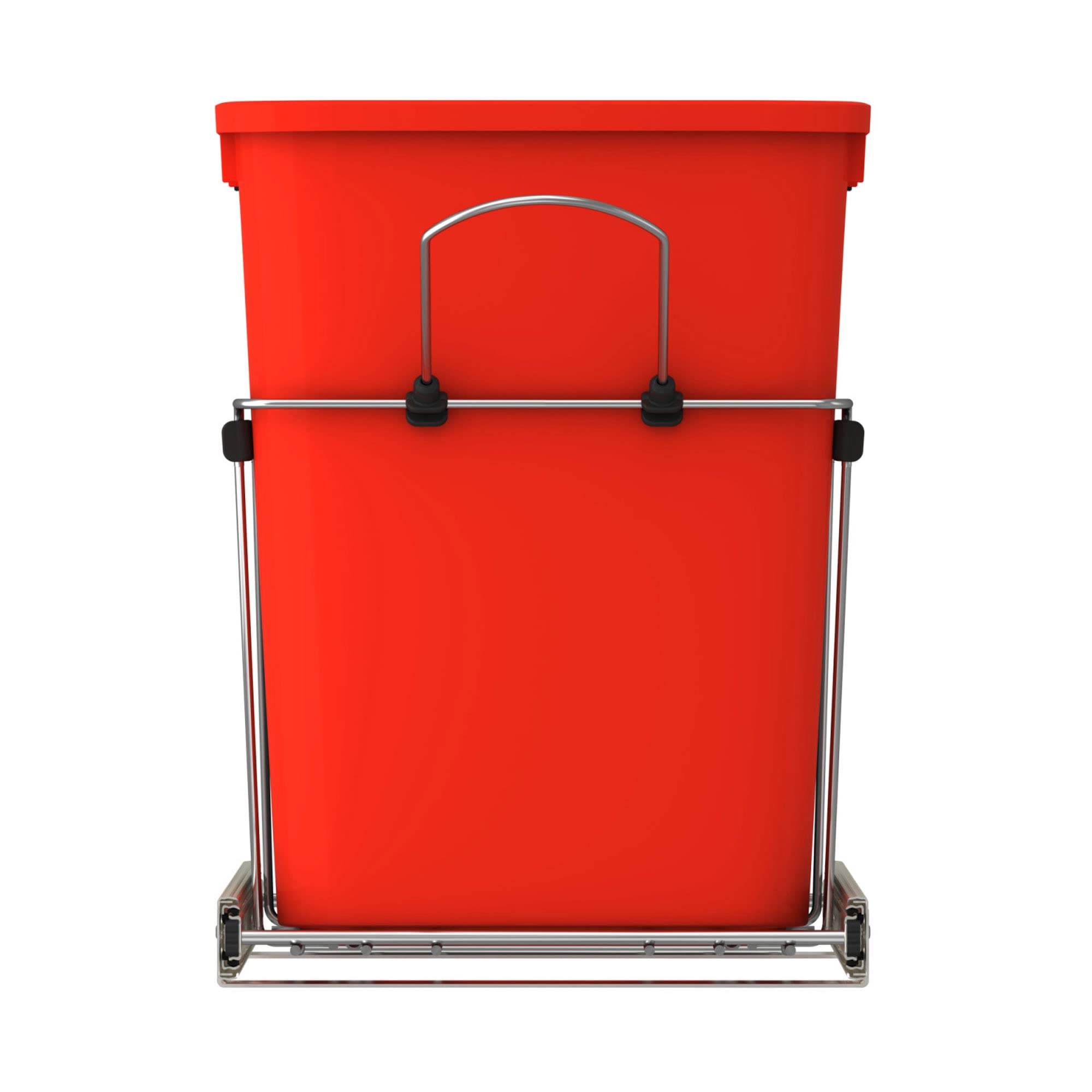 Rev-A-Shelf 35 Qt Double Pullout Trash Can for Kitchen Cabinets - Red/Black Garbage & Recycling Bin with Full Extension Slides (RV-18KD-1618C-S) - Perfect for Organized Kitchens & RV Living