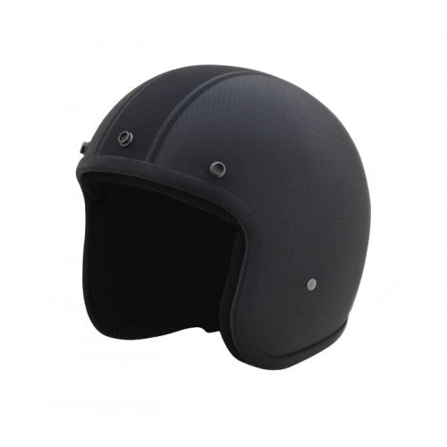 Classic Super Low Profile 3/4 Motorcycle Helmet - Lightweight Carbon Fiber Construction - Matte Black Finish - Perfect for Cruiser & Street Bike Riders - Enhanced Comfort & Safety for Daily Commuting & Long Rides
