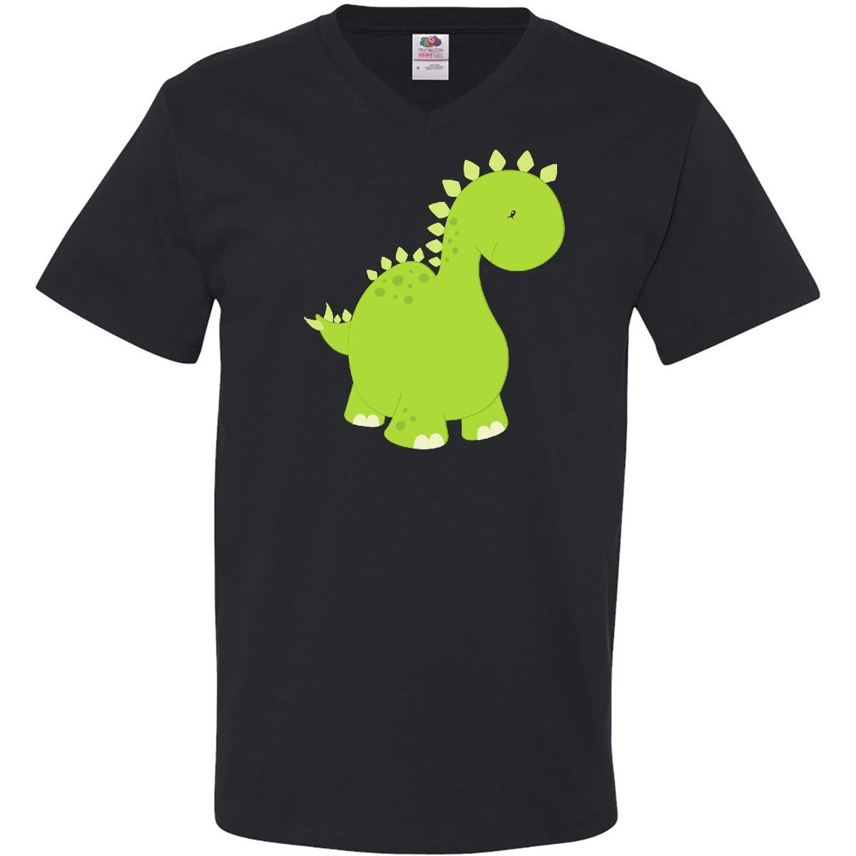 Inktastic Cute Dinosaur Graphic Tee - Baby Dino & Stegosaurus Print Men's V-Neck T-Shirt - Perfect for Casual Wear, Gifts & Dinosaur Lovers