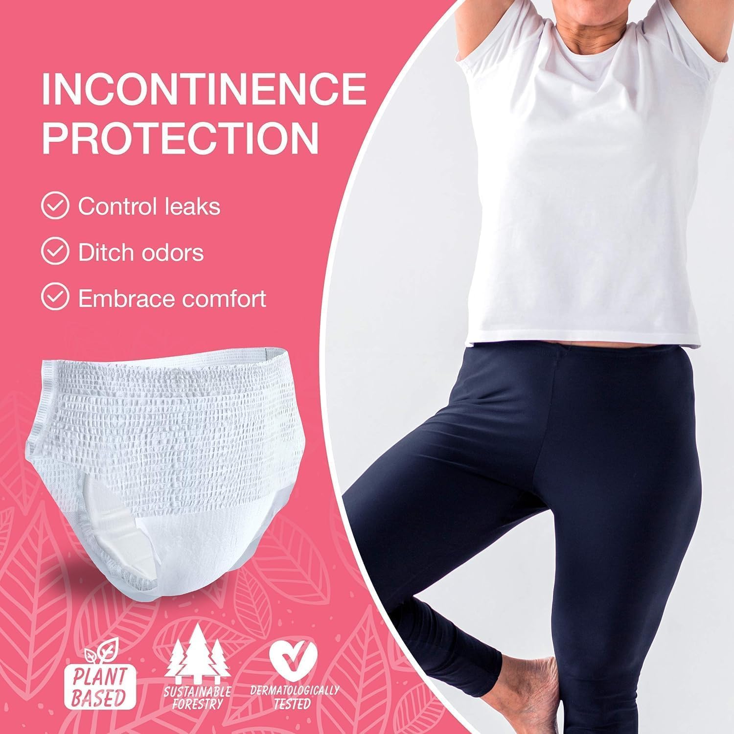 Veeda Natural Adult Incontinence Underwear for Women - Postpartum & Bladder Leakage Protection - Super Absorbent Disposable Underwear - XL Size (80 Count) - Ideal for Overnight Use, Post-Surgery & Active Lifestyles